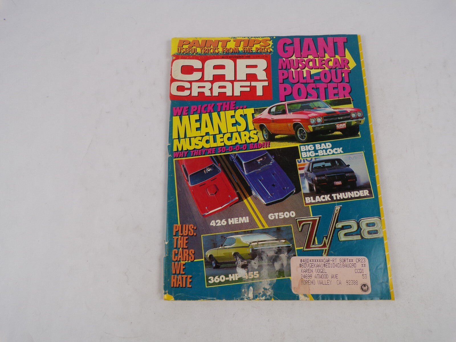 November 1989 Car Craft We Pick The... Meanest Musclecars Why They're So-O-O-O