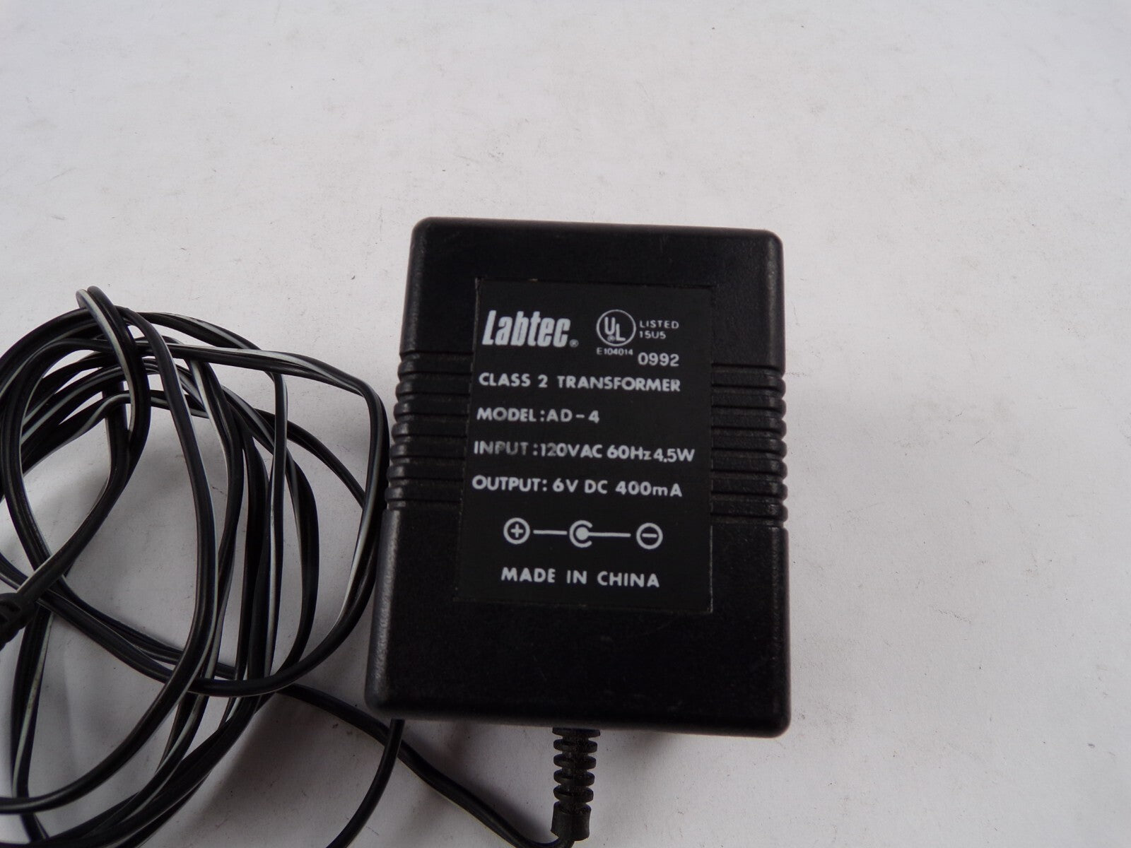 Genuine Labtec Class 2 Model No: AD-4 Output 6V  400mA Power Supply Adapter A83