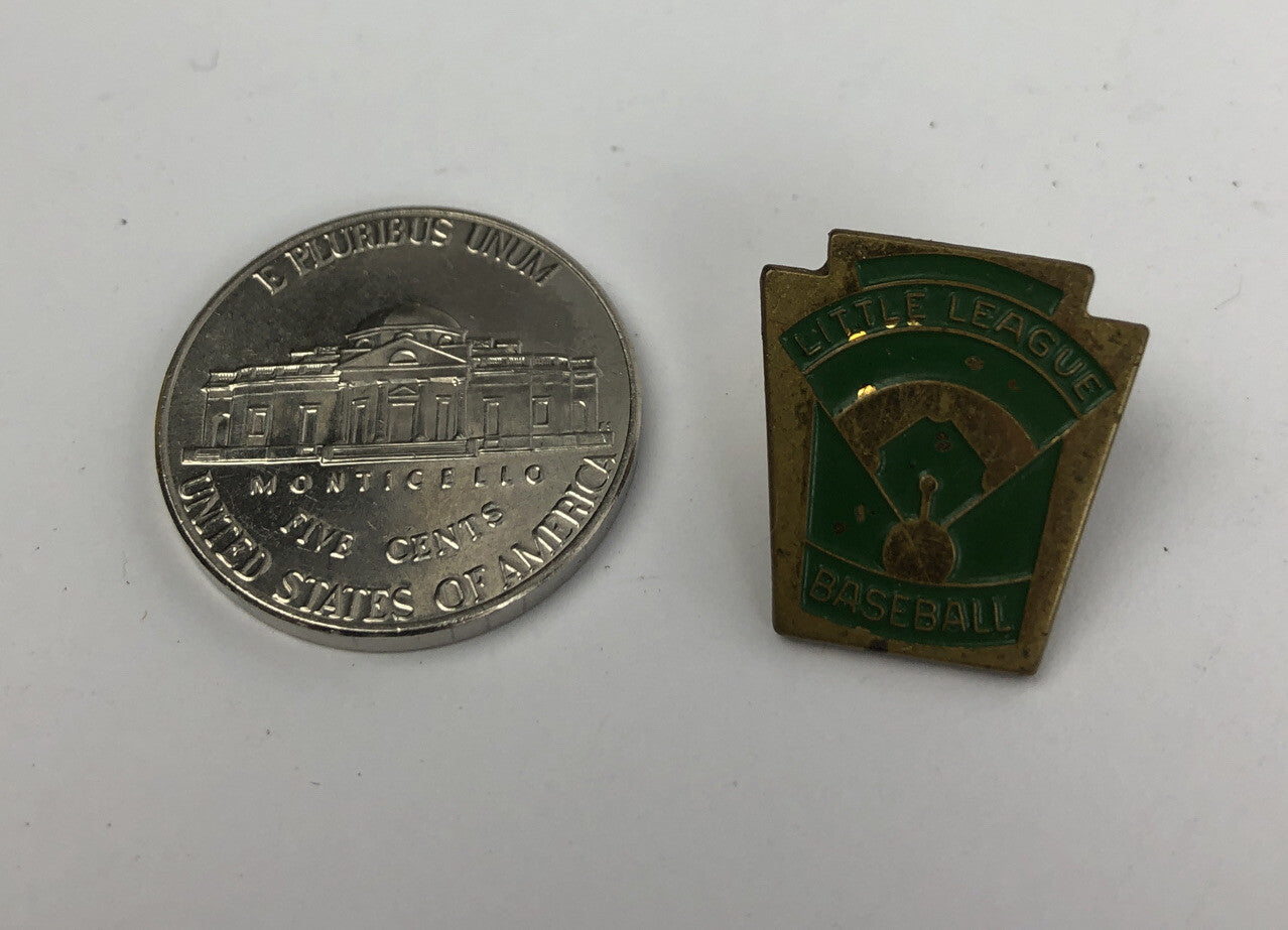 Vintage Little League Baseball USA State Green Enamel Lapel Pin Screw Back LOOK