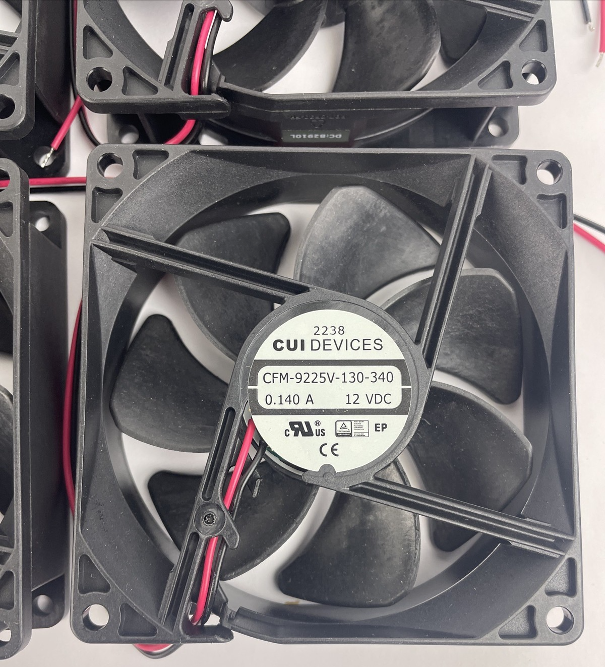 Lot of 4 x  CFM-9225V- 130-340 CUI 12VDC 0.140A Brushless Fan (s) 3.6" x 3.6"