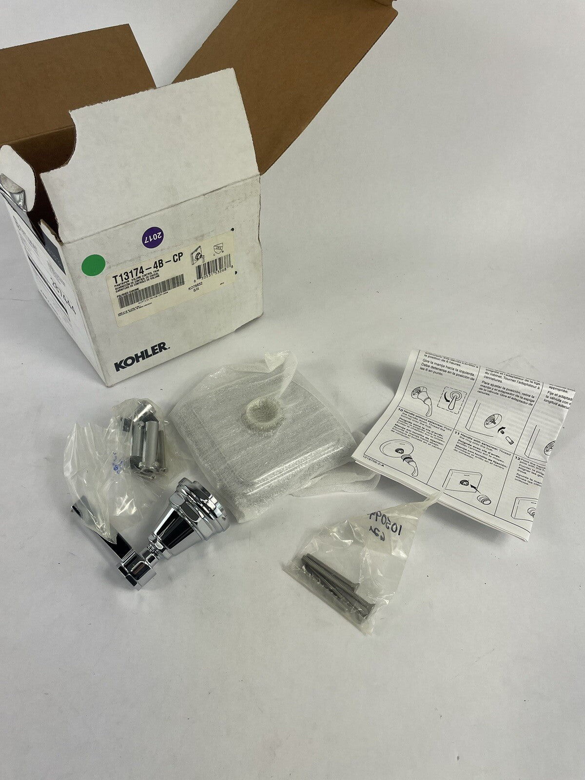 Kohler Pinstripe K-T13174-4B-CP polished chrome volume control shower faucet trim lever handle