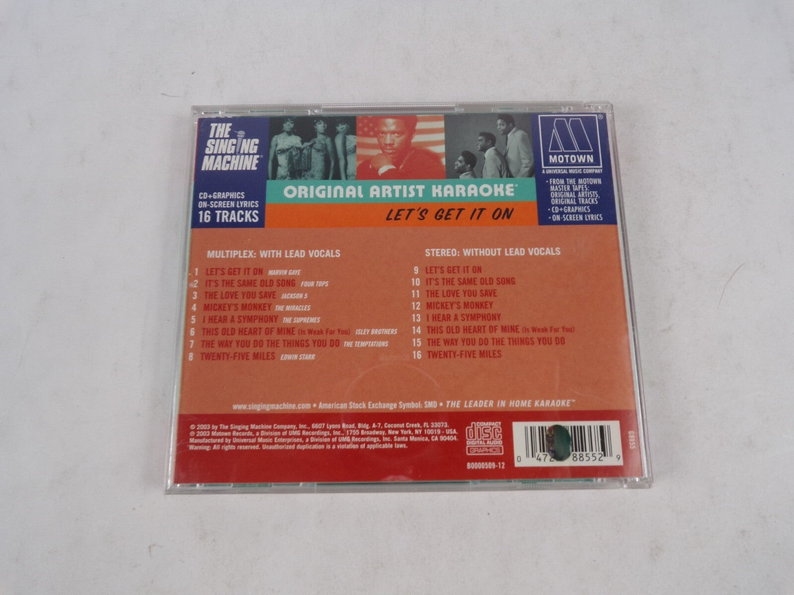 Motown Master Recordings Original Artist Haraoke Dancing In The Street KaraCD#22