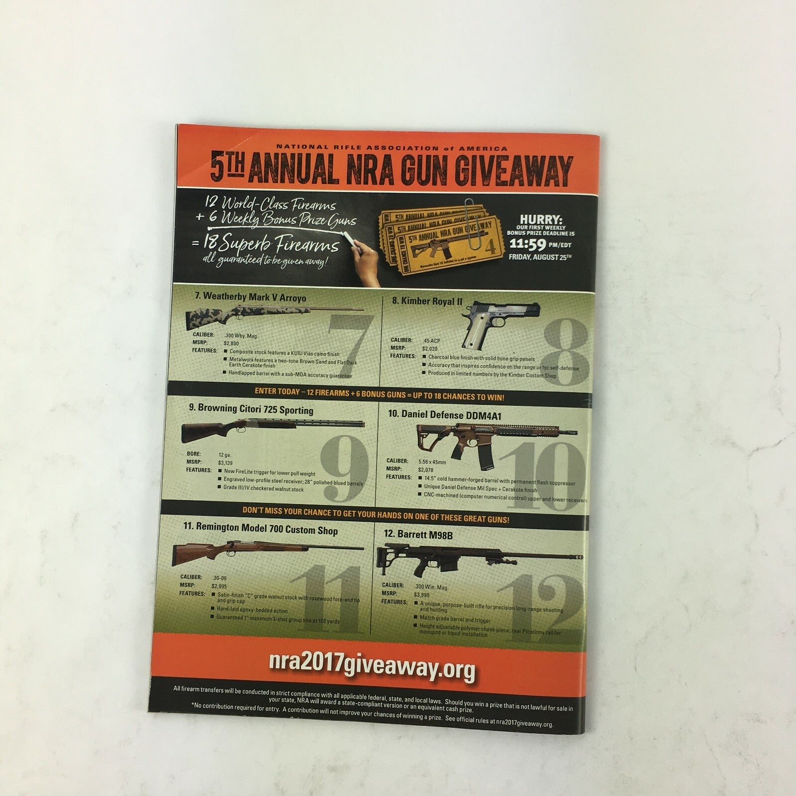 September 2017 American Rifleman Magazine 5th Annual NRA Gun Giveway