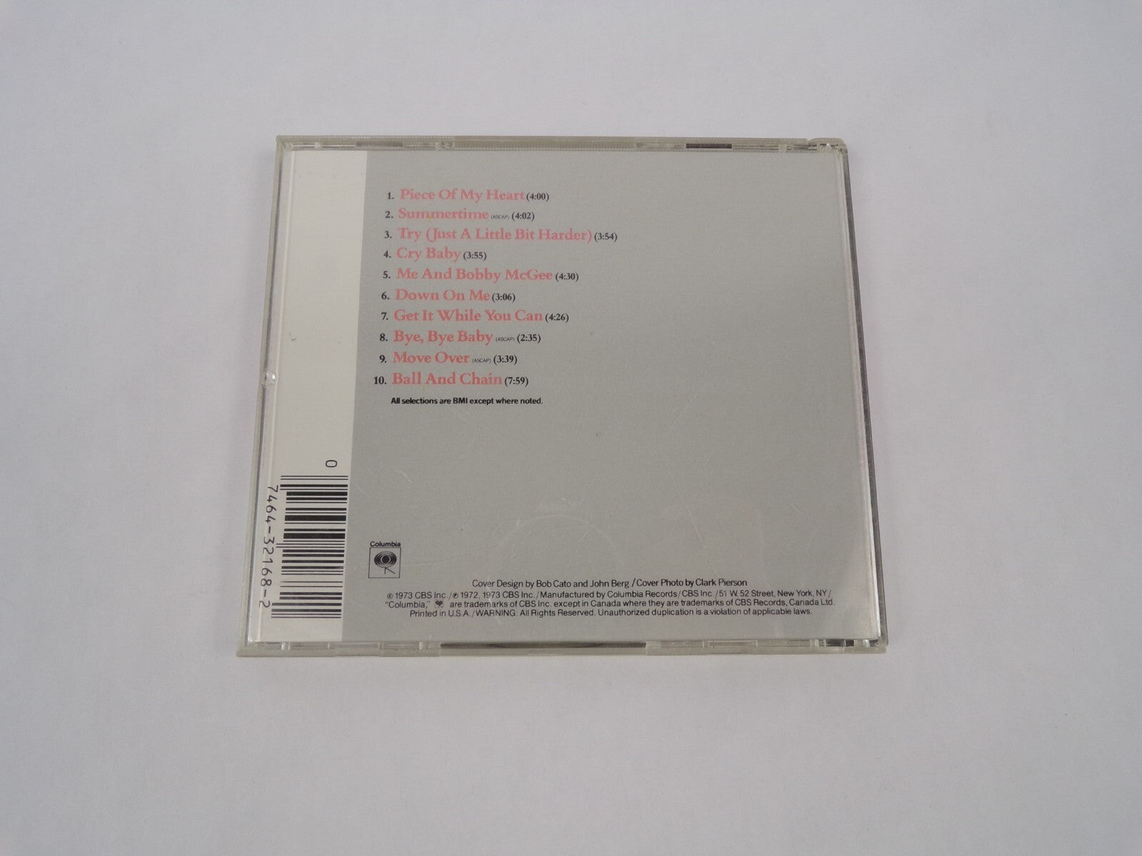Janis Joplin's Greatest Hits Piece Of My Heart Summertime Try Cry Baby Me CD#63