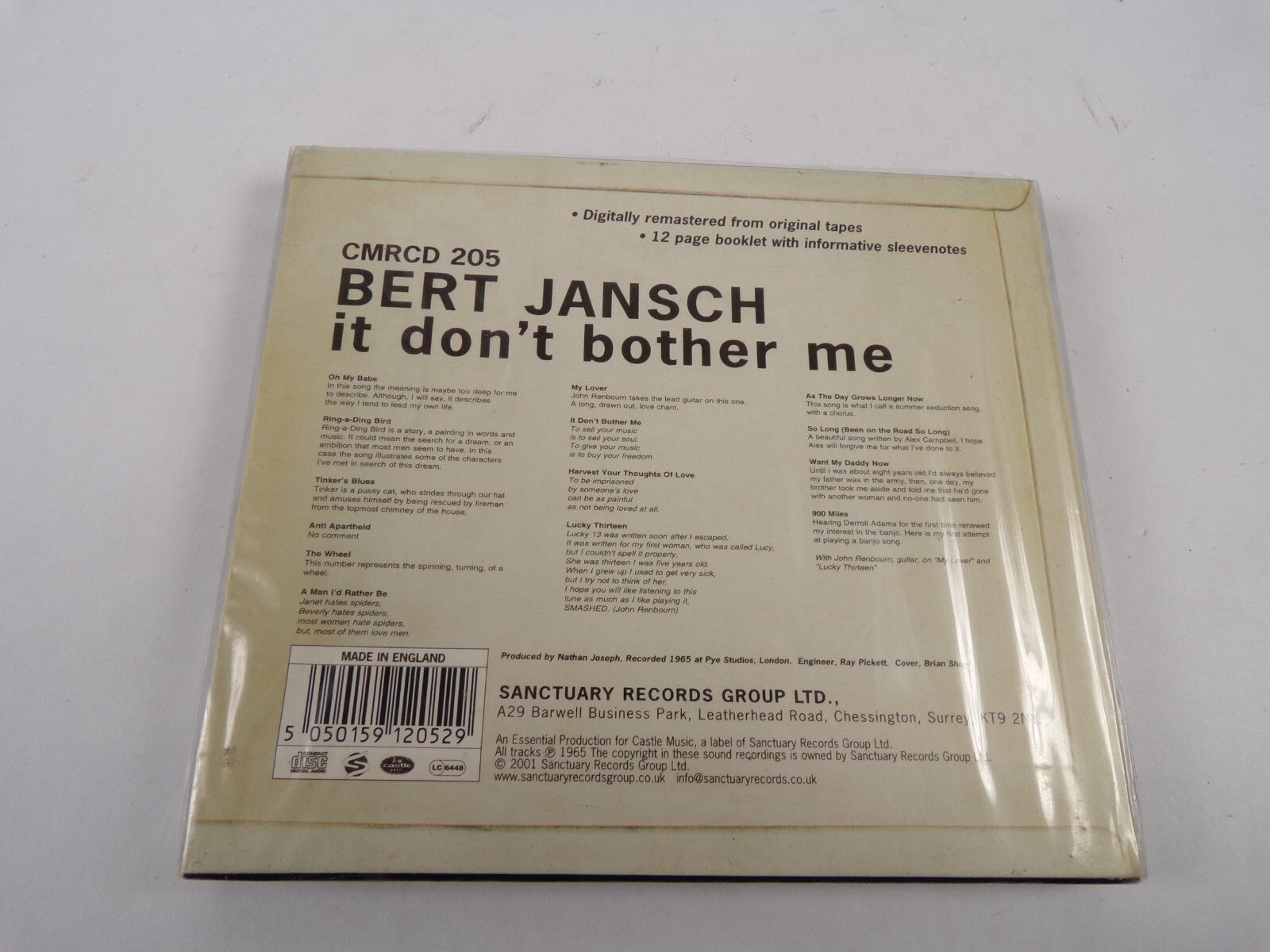 Gert Jansch It Dont Bother Me Oh My Babe The Wheel A Man I'd Rather Be CD#62