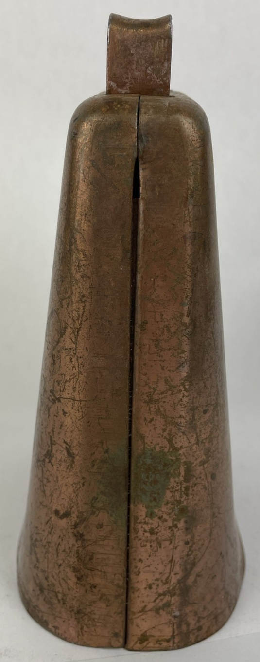 Vintage Copper 6" l Cow Bell - 6" x 5" x 3" Patina Copper Patina - Yreka Cali