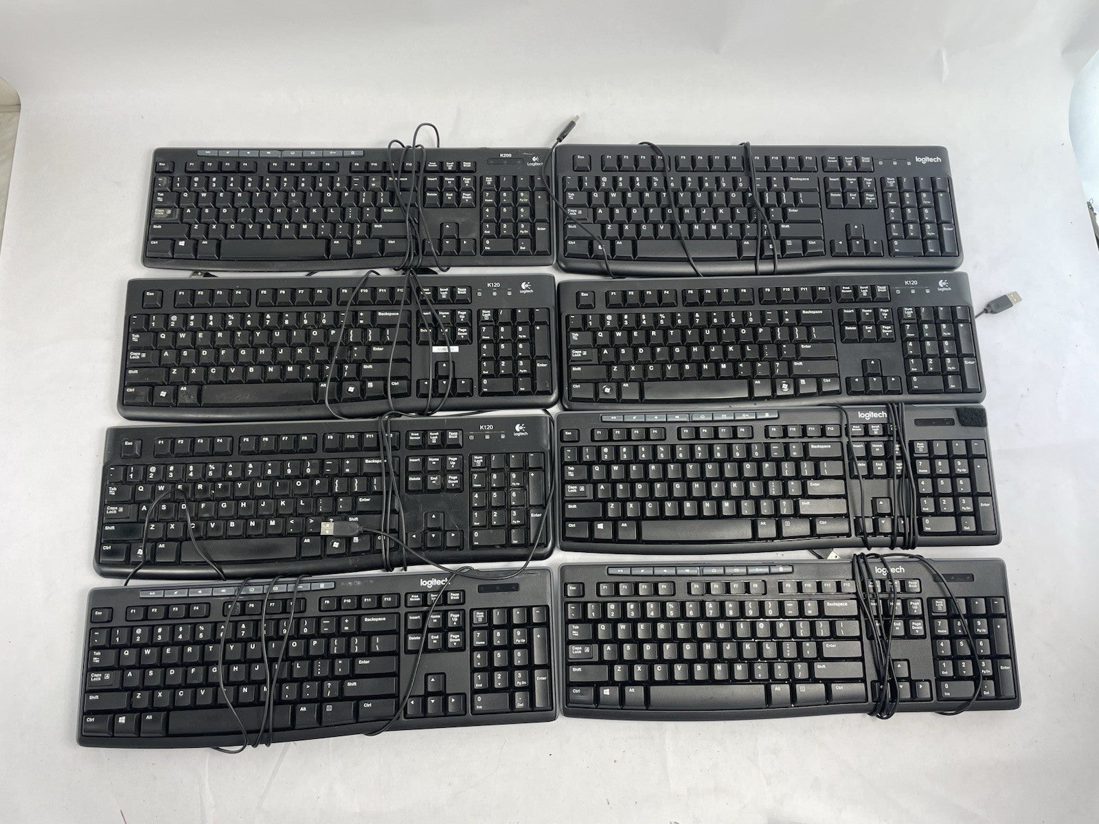 Lot of 8  Logitech Keyboards Wired USB  K120 Y-U0011 K200