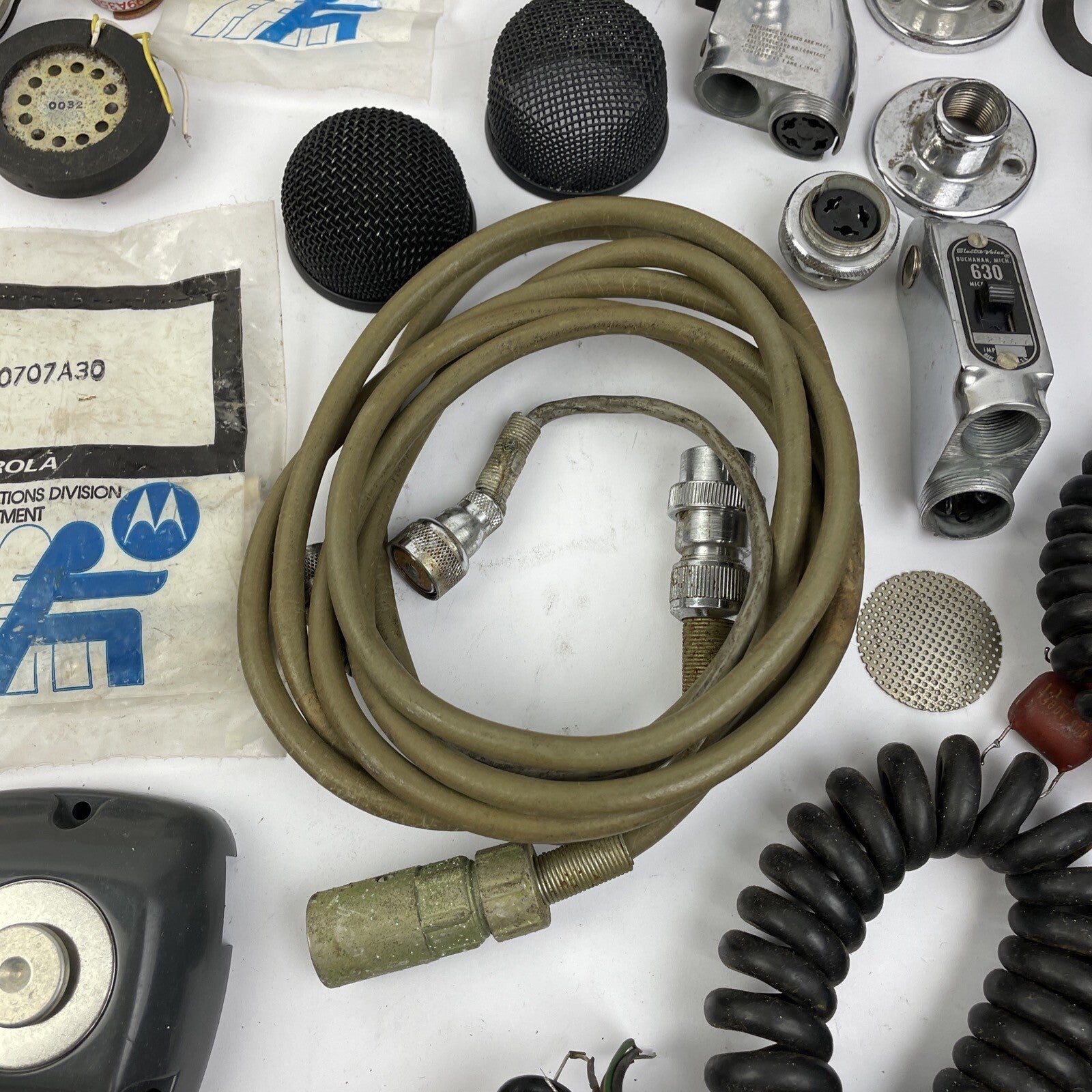 Vintage Motorola SHURE Horn Speaker Microphone Parts Lot - LOOK