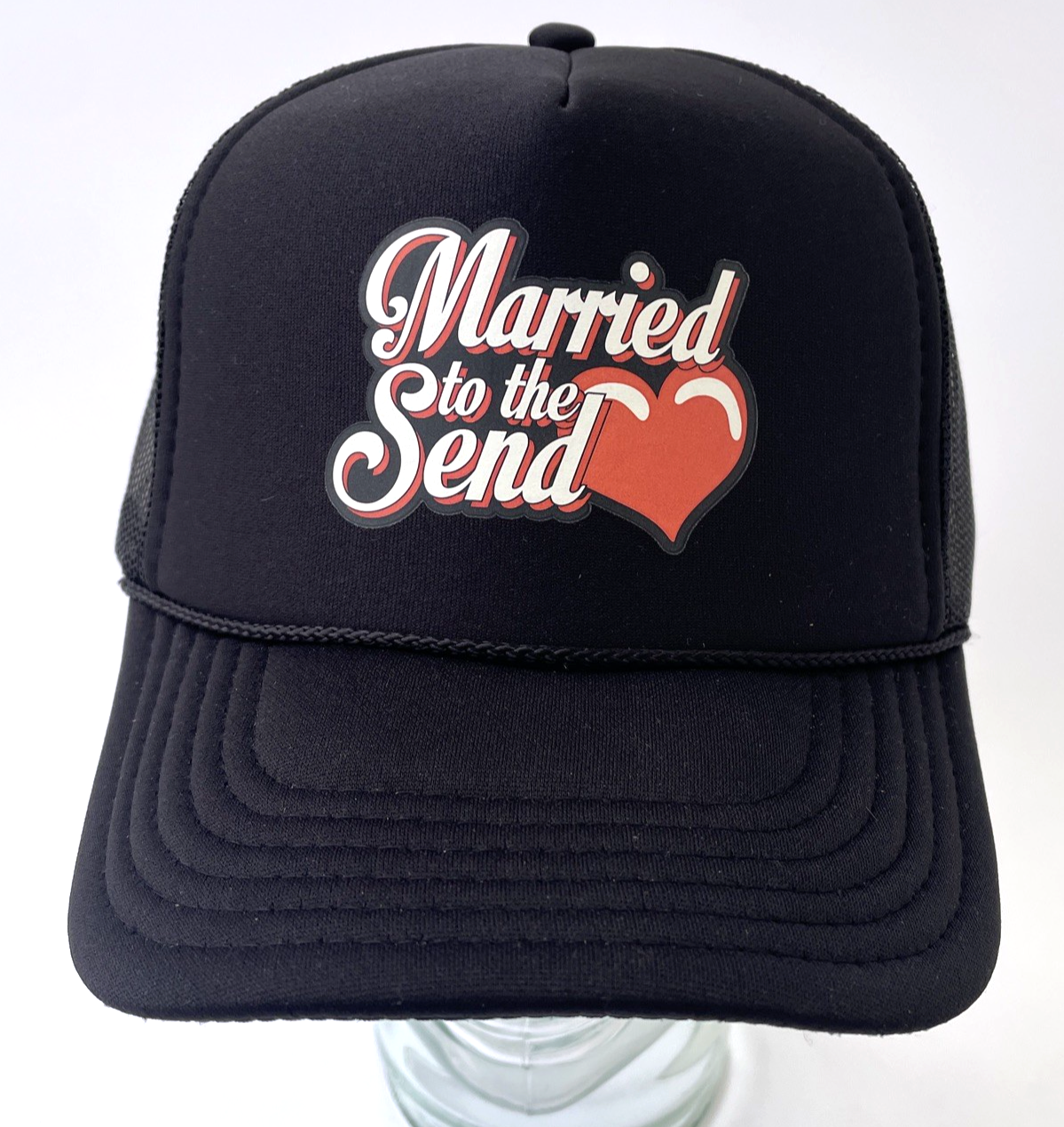Full Send Trucker Hat Black Red OS Married To The Send Heart Foam Front Rope