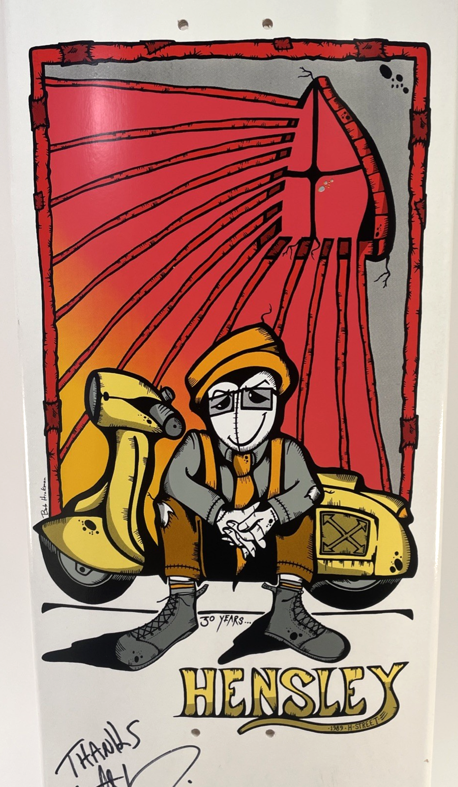 Matt Hensley Stained Glass Scooter Puppet Reissue H-STREET White Dip Signed