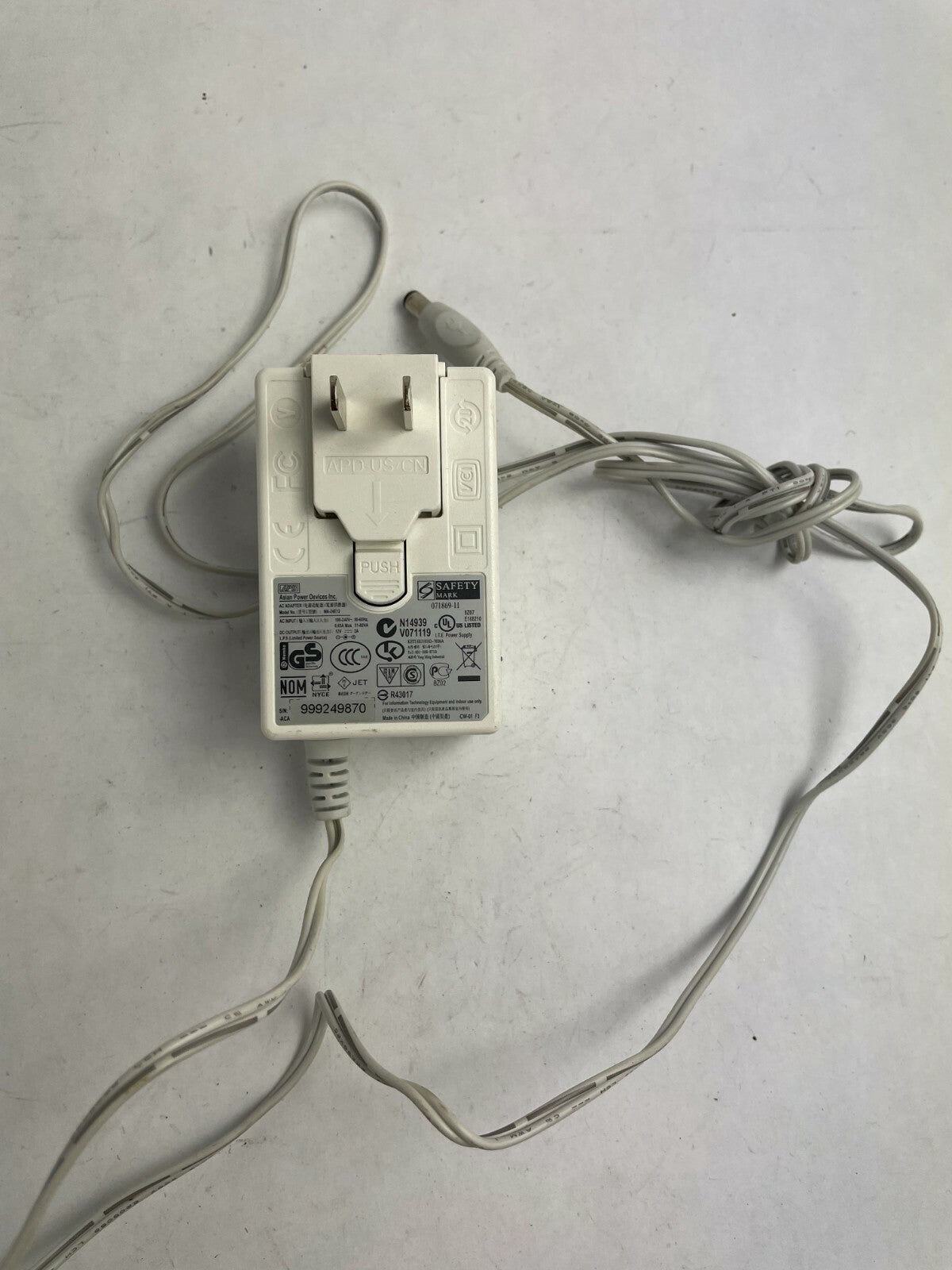 Genuine APD Ac Adapter WA-24E12 Output 12 V 2 A Power Supply Adapter A78