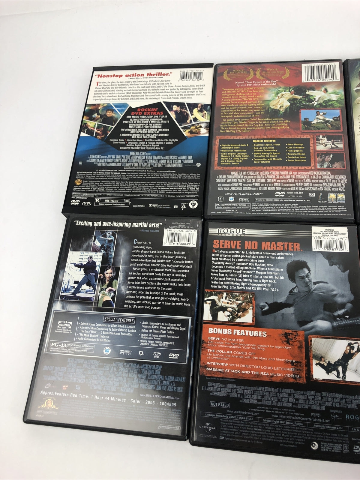 6 KUNG FU / MARTIAL ARTS MOVIE DVD LOT - Chow Yun-Fat Jackie Chan JET LI - Mint