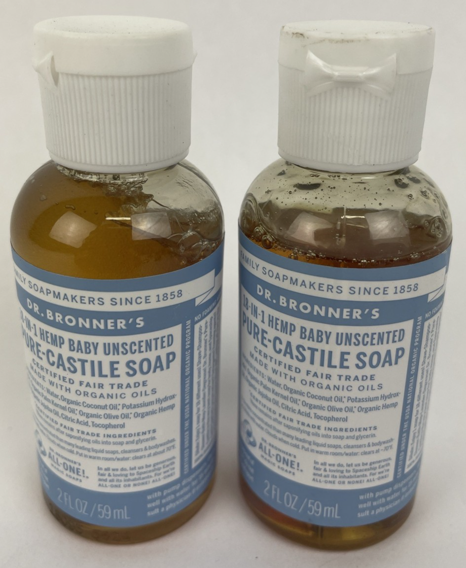 2 x Dr Bronner's Pure Castile Soap 2oz Baby Mild Concentrated Organic Fair Trade