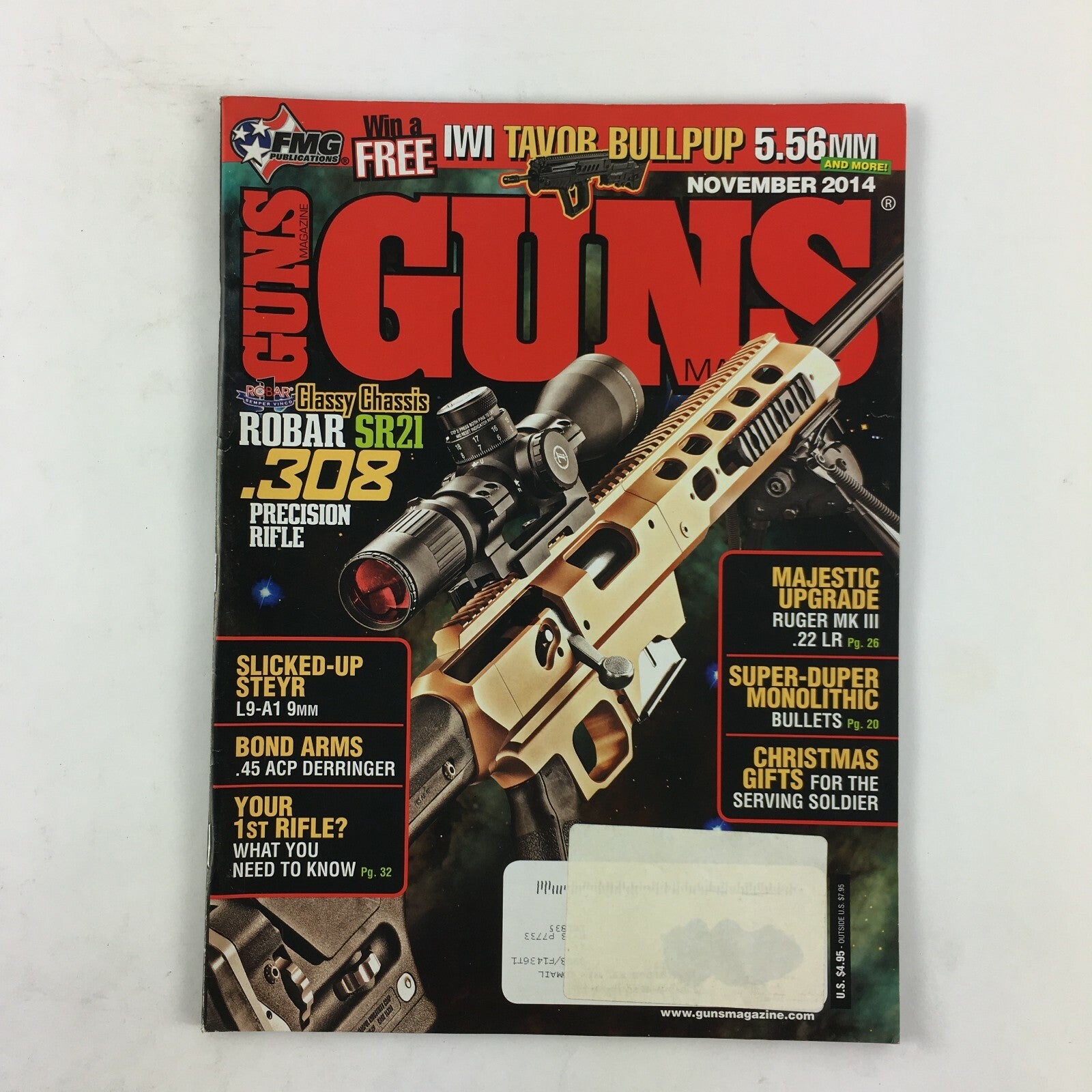 November 2014 Guns Magazine Robar SR21 .308 Precision Rifle Ruger Mk III .22 LR