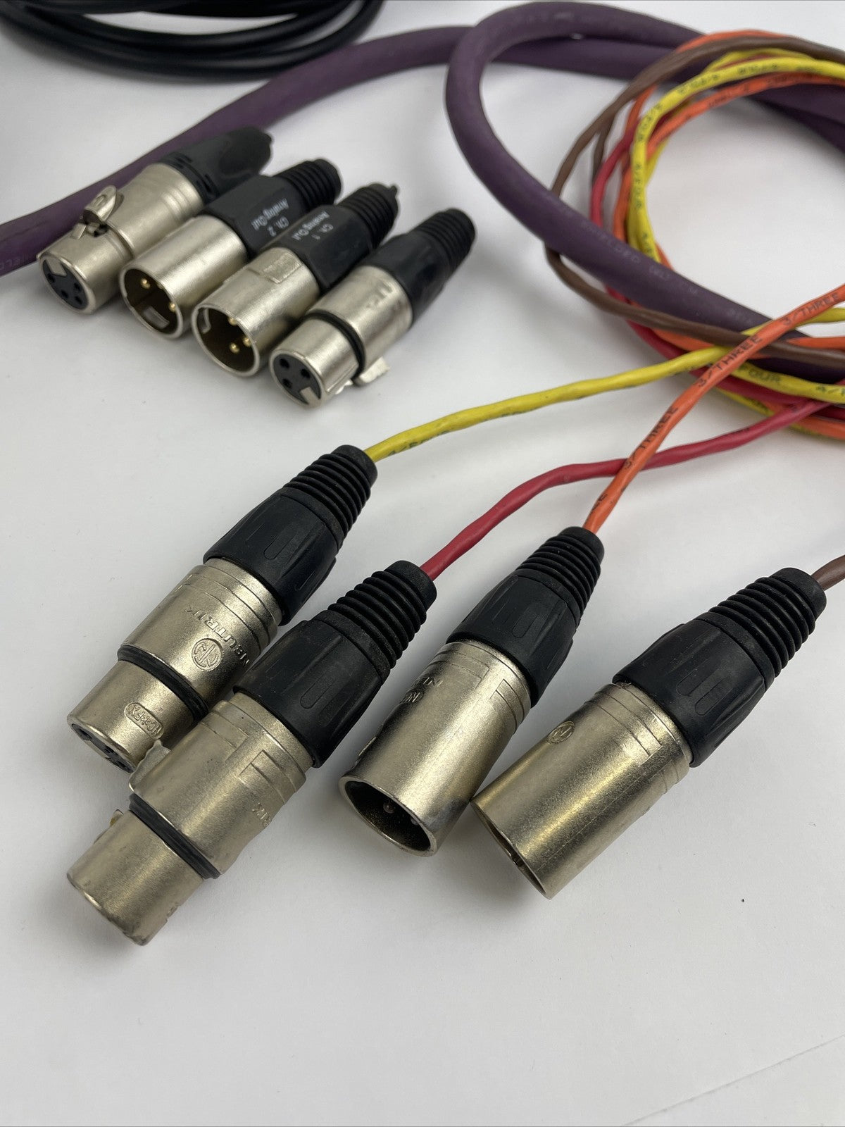 Lot Of 5  XLR 3 - pin XLR cables Male To Female Connections Assorted Lengths