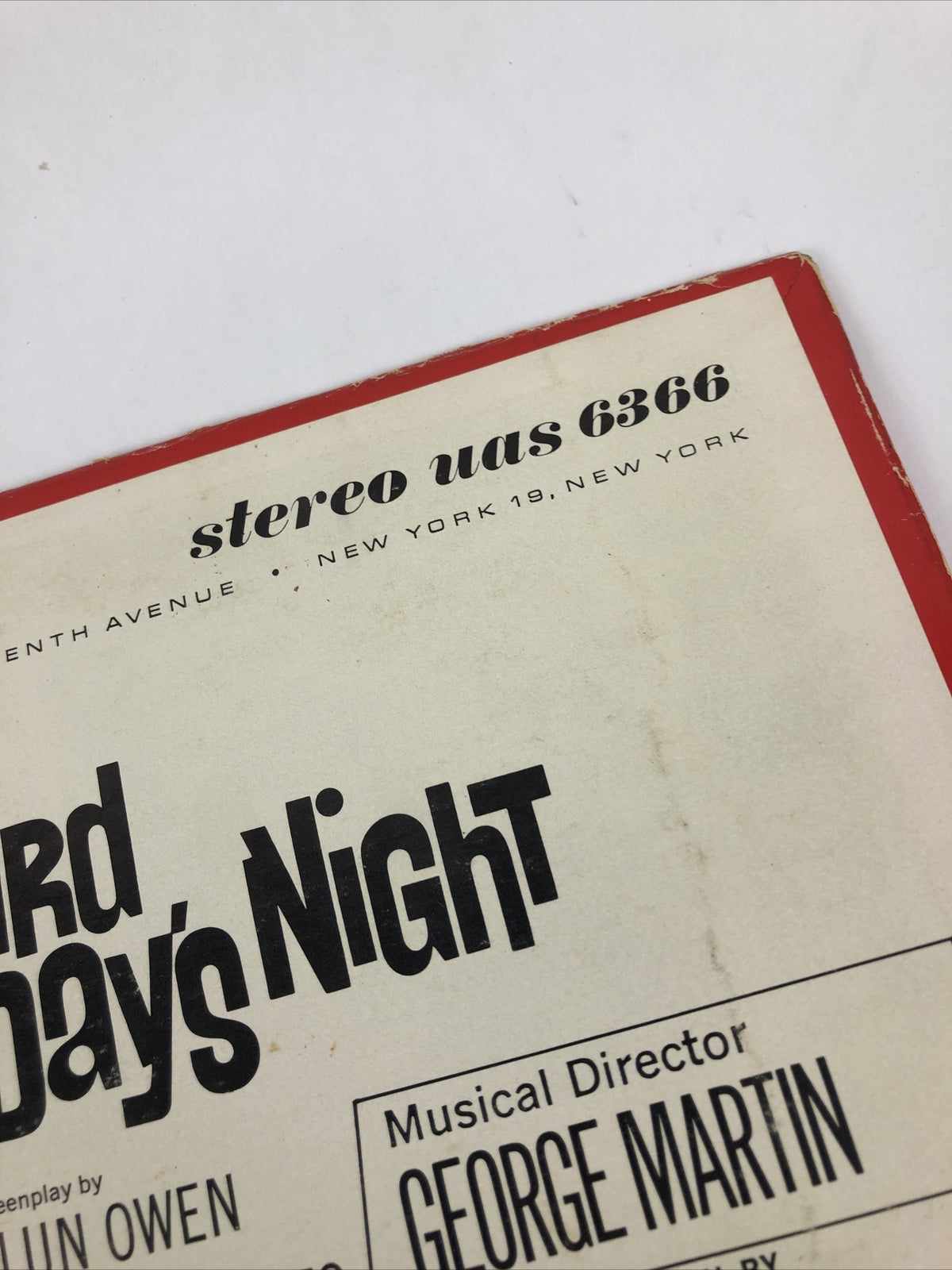 THE BEATLES "A Hard Day's Night" United Artists #UAS 6366 (black label) LP