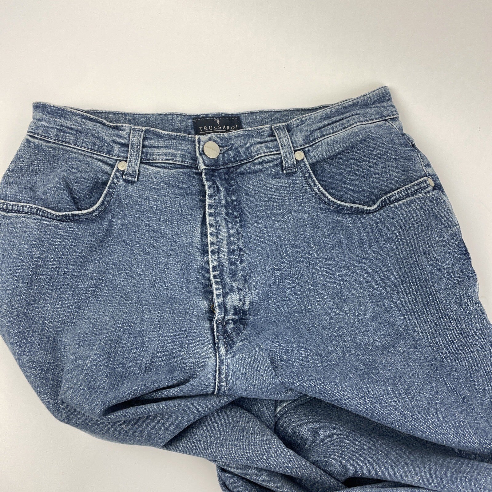Trussardi Denim Blue Jeans Fitted Hip Size 32 UK Trousers - LOOK