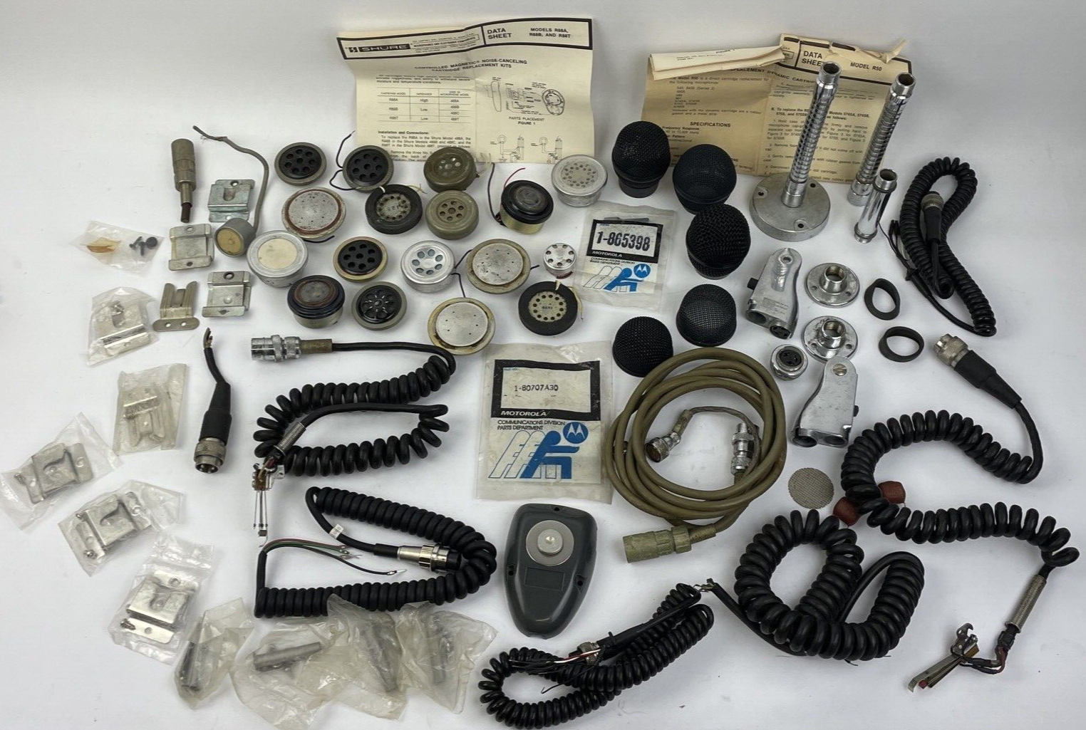 Vintage Motorola SHURE Horn Speaker Microphone Parts Lot - LOOK