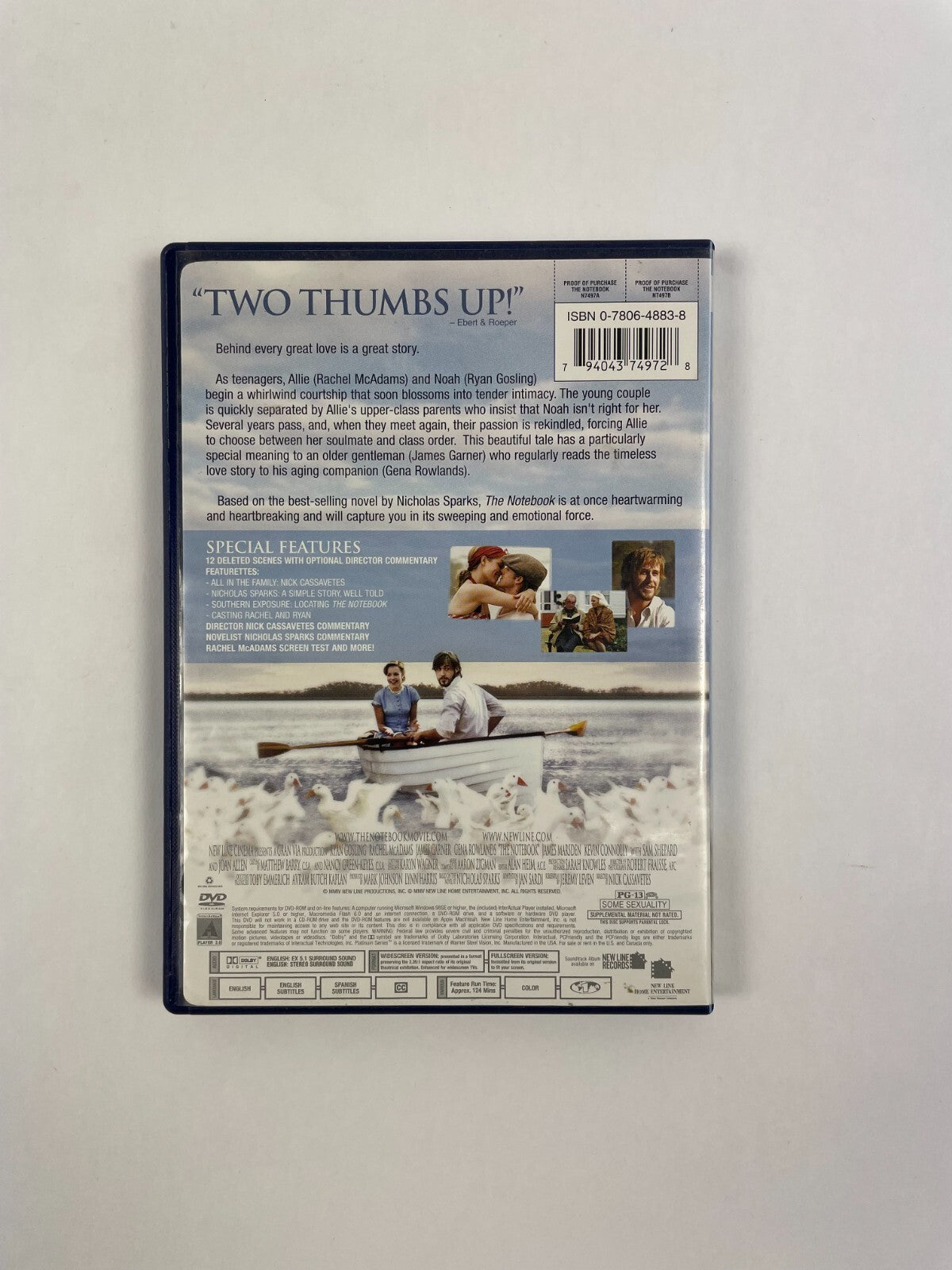 The Note Book Ryan Gosling James Garner Rachel McAdams Gena Rowlands DVD Movie