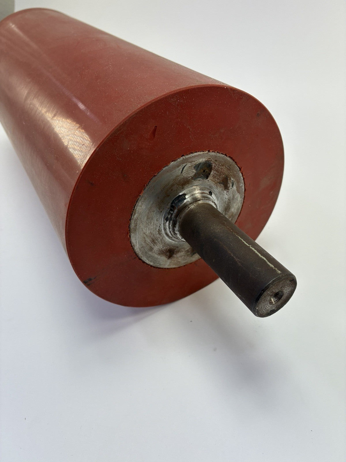 12" x 5.5" Red Rubber Conveyor Drum Roller 27.25mm Steel Shaft Industrial