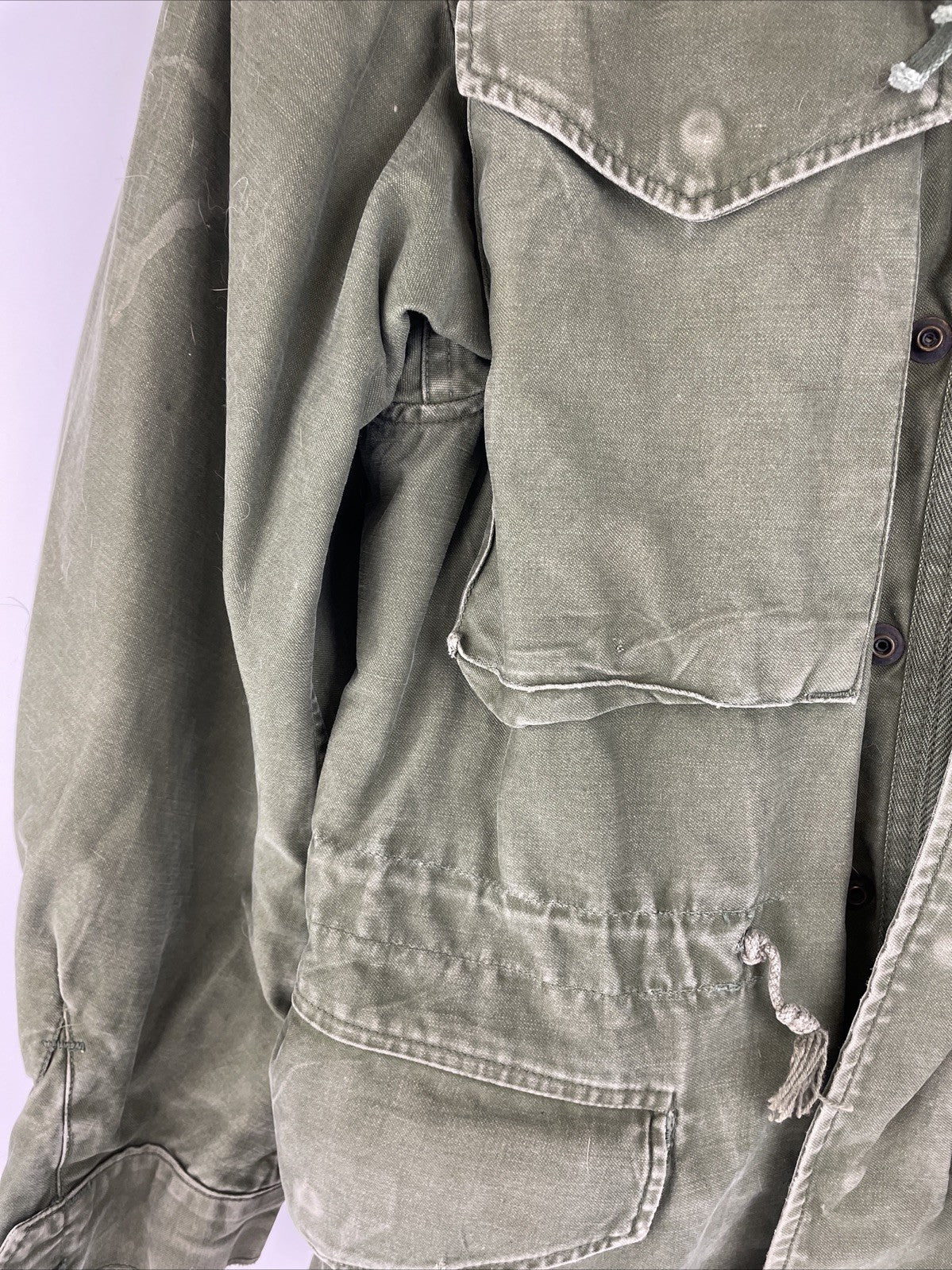Vintage US Army Coat Mens XS Olive Green Field Jacket WR Sateen OG107 Military
