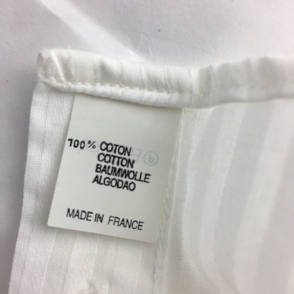 Fil A Fil Mens Button Front Shirt White Textured Long Sleeve Pocket Cotton 38