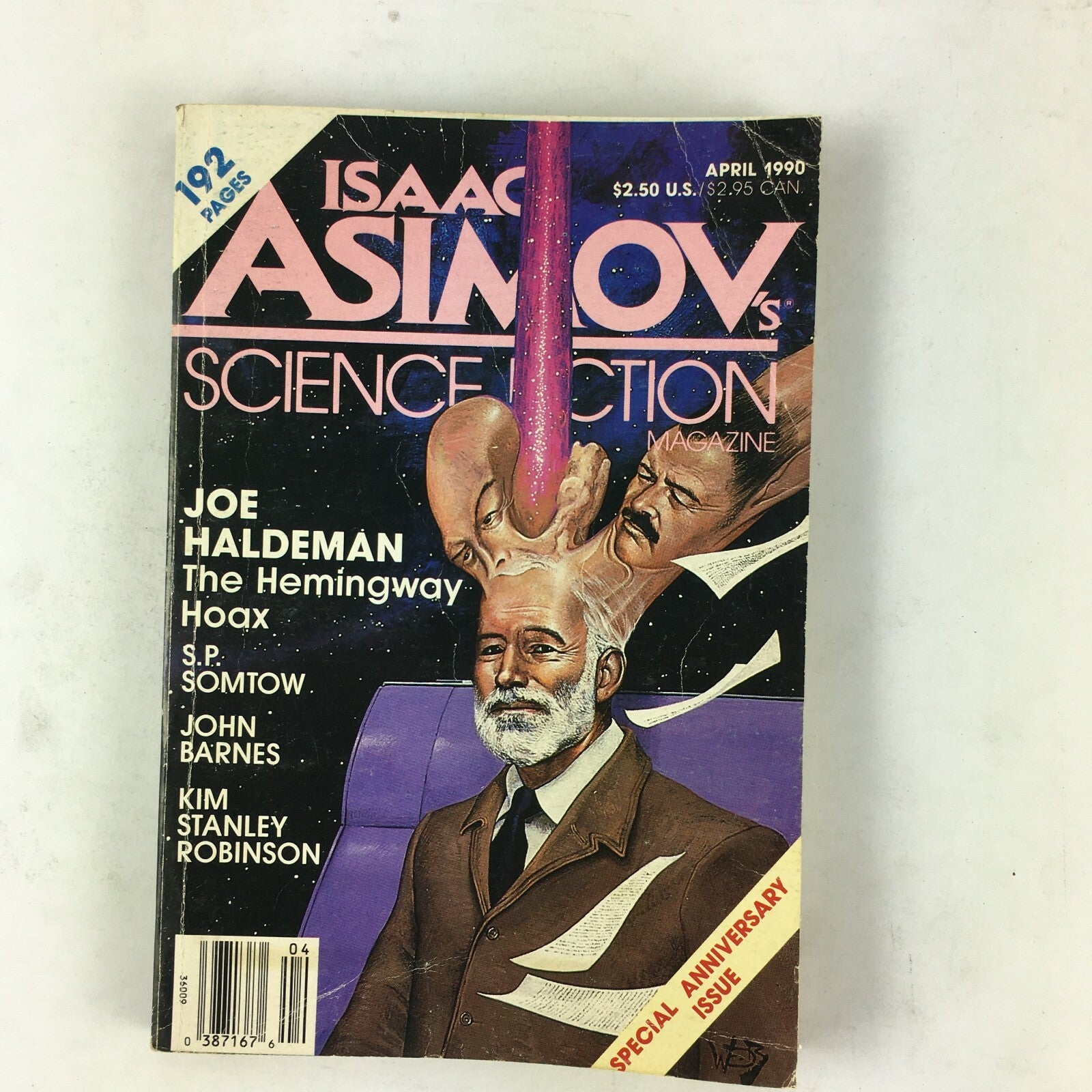 April 1990 Isaac Asimov's Science Fiction Magazine Joe Haldeman John Barnes