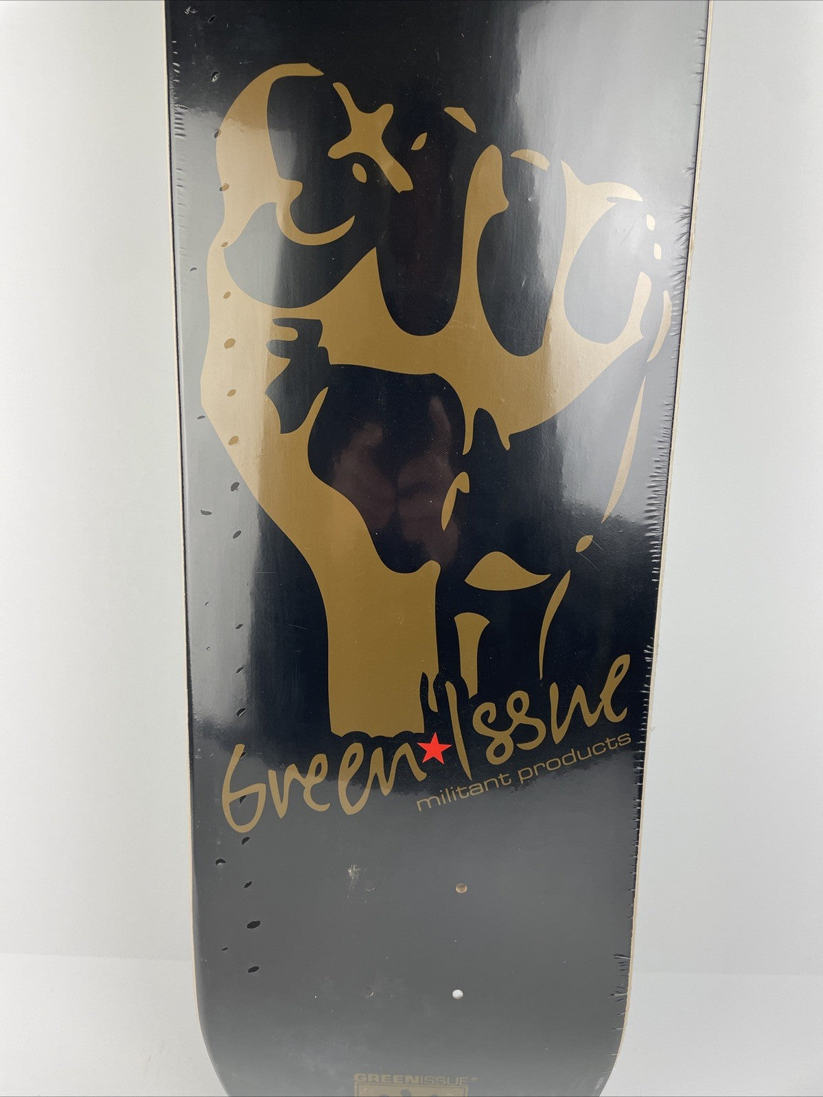 GREEN ISSUE Skateboards Gold Fist Militant Products Skateboard Deck 8.25" - Rare
