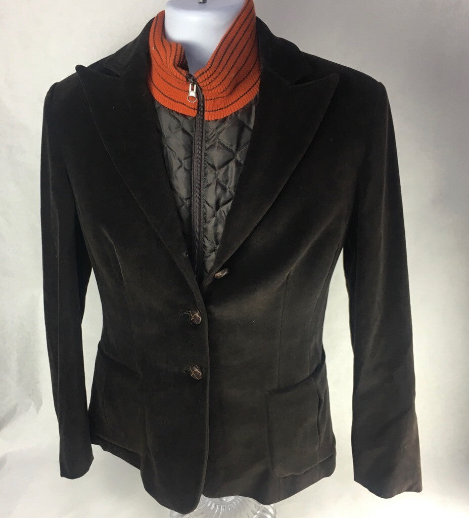 Brooksfield Mens Layered Jacket Brown Orange Blazer Quilted Button Zip Italy 44