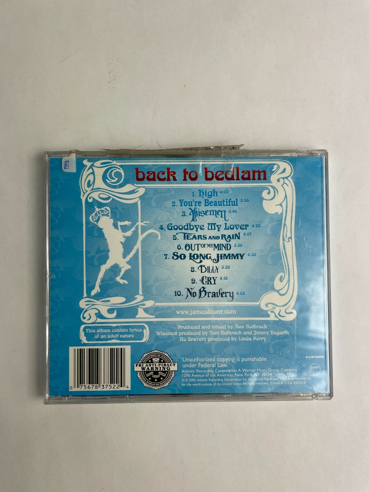 James Blunt Back To Bedlam You're Beautiful Billy Out Of My Mind Disc M1