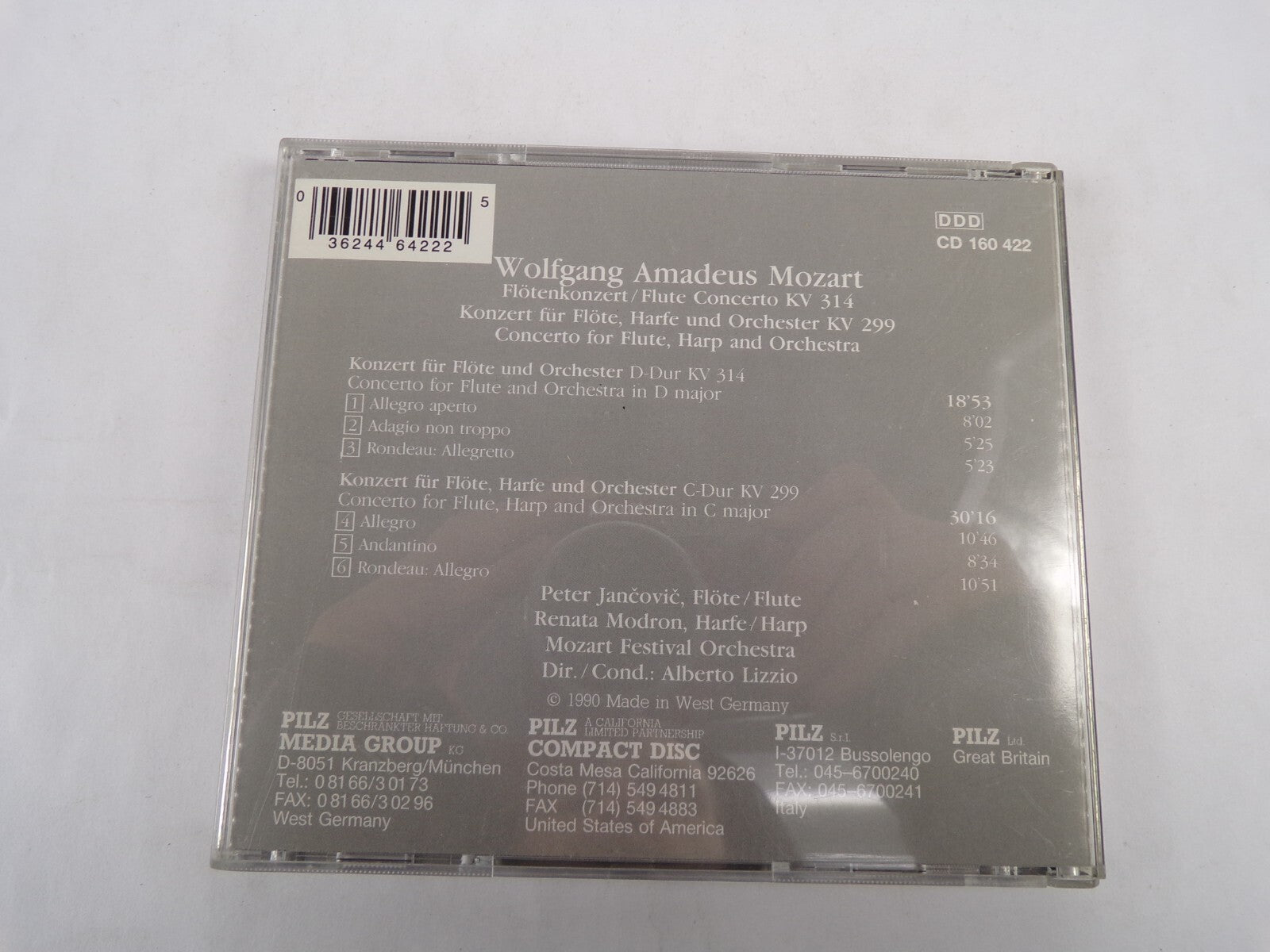 Mozart Flotenkonzert Allegro Aperto Adagio Non Troppo Rondeau Allegretto CD#55