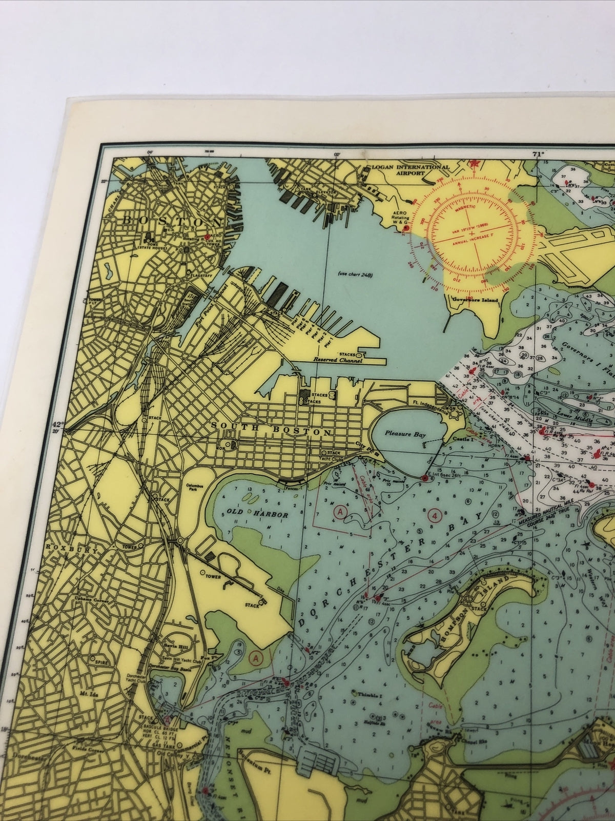 Boston Harbor Massachusetts United States Nautical Sonar Chart Map Laminated