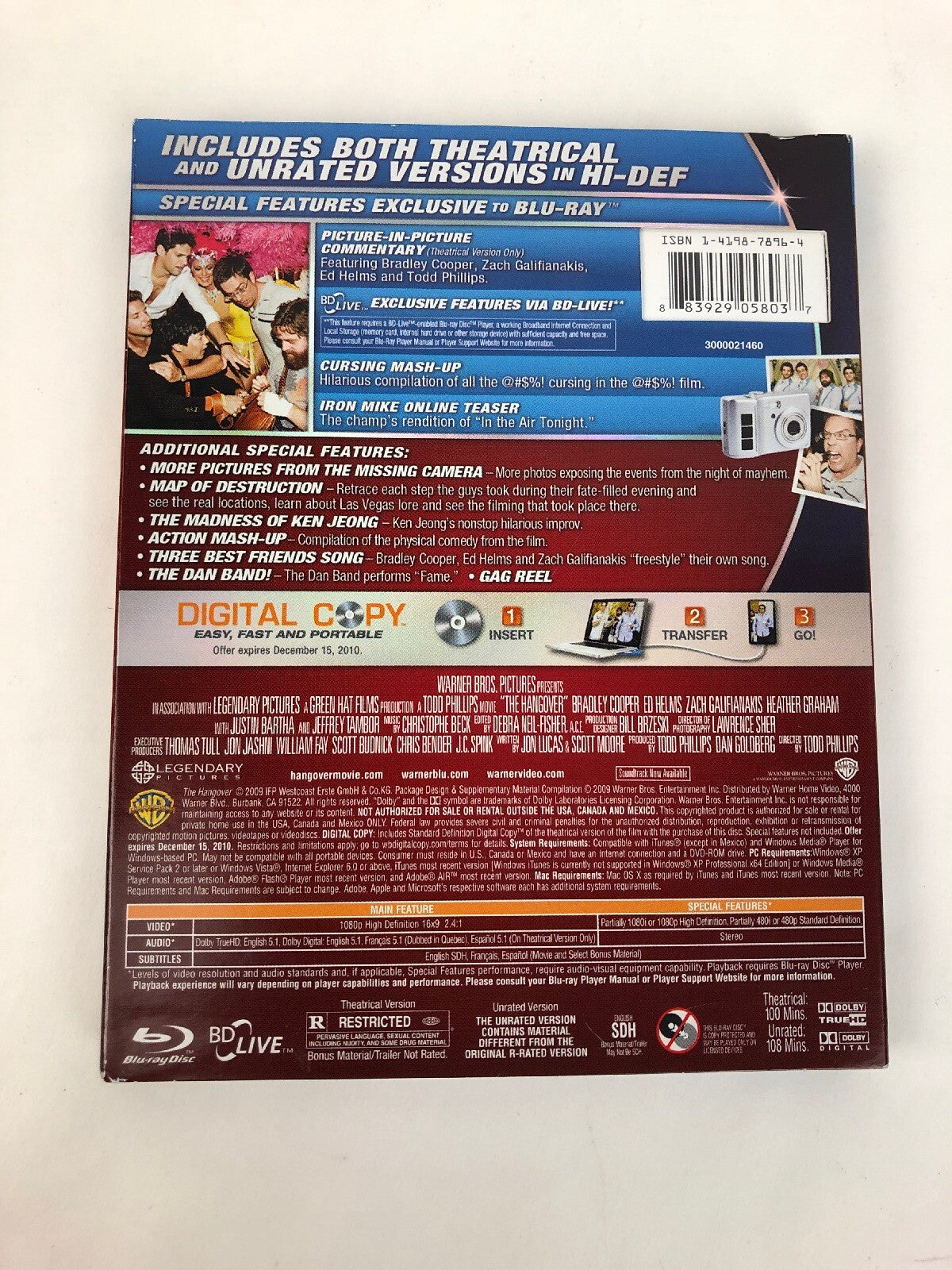 THE HANGOVER UNRATED BLU-RAY RARE  SLIPCOVER! Fast Free Shipping