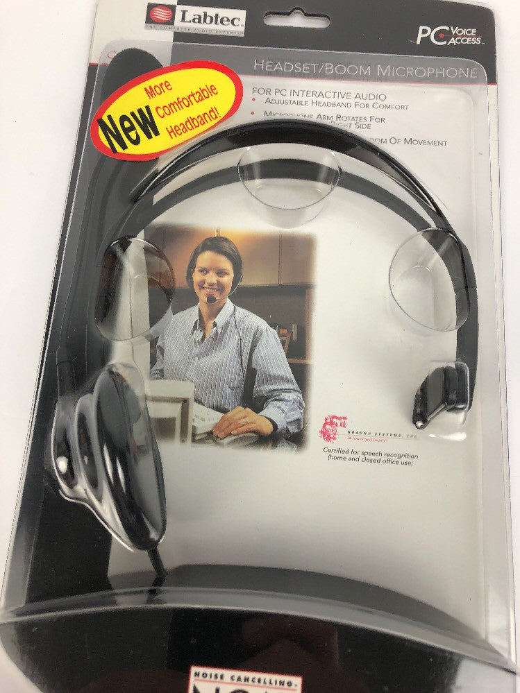 Labtec C-315 Mono Headset with Boom Microphone/8FT Shielded Cord/3.5 MM Plug