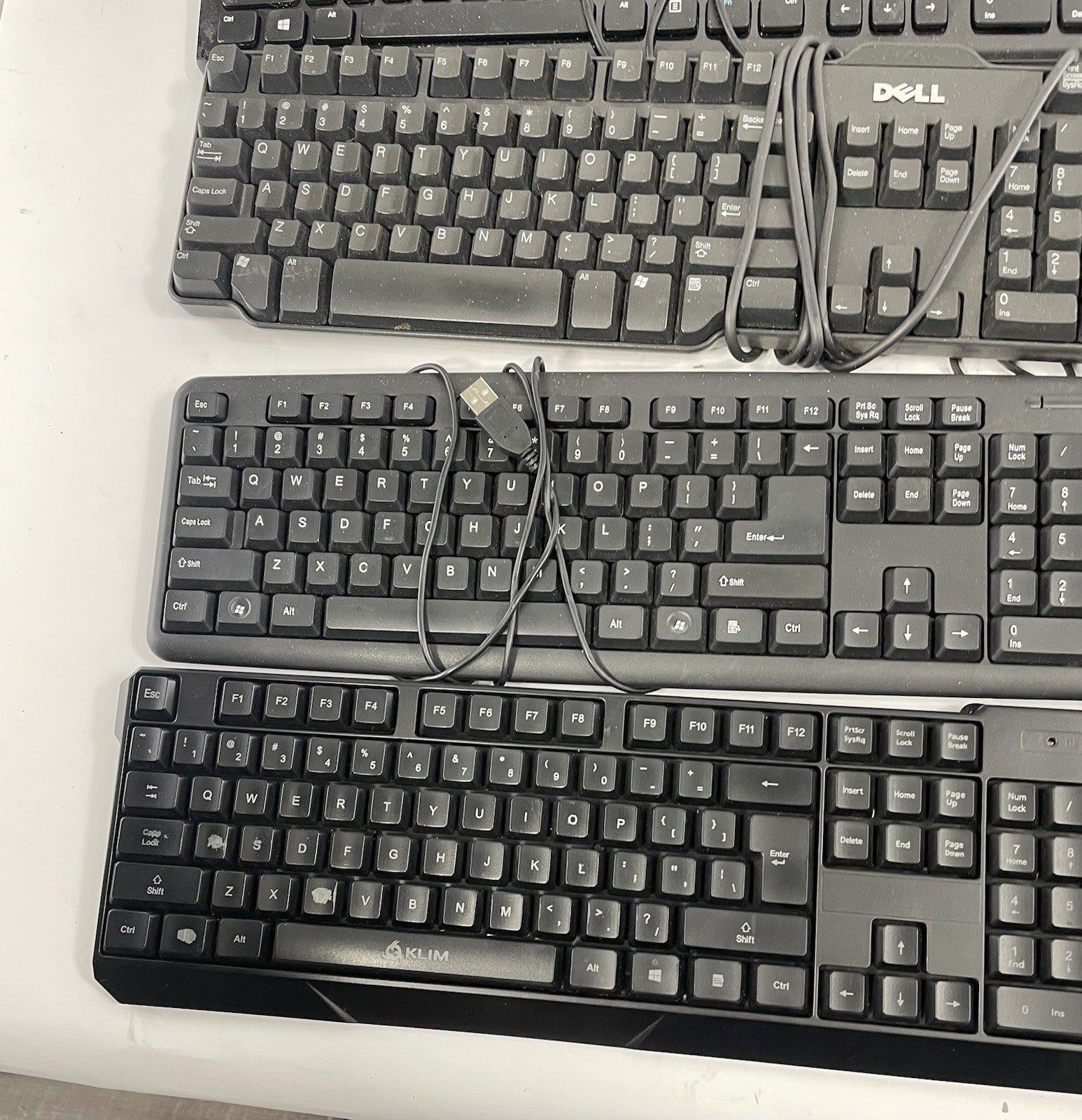 Lot OF 10 - USB Wired Standard Layout Keyboard 104-Key Mixed Random Brand Models