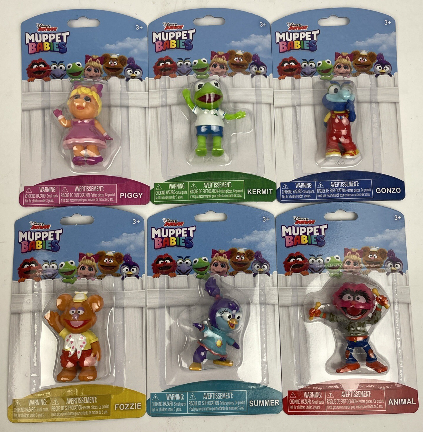 6 x Disney Junior Muppet Babies Figurines Lot NIB Piggy Kermit Gonzo Fozzie ANML