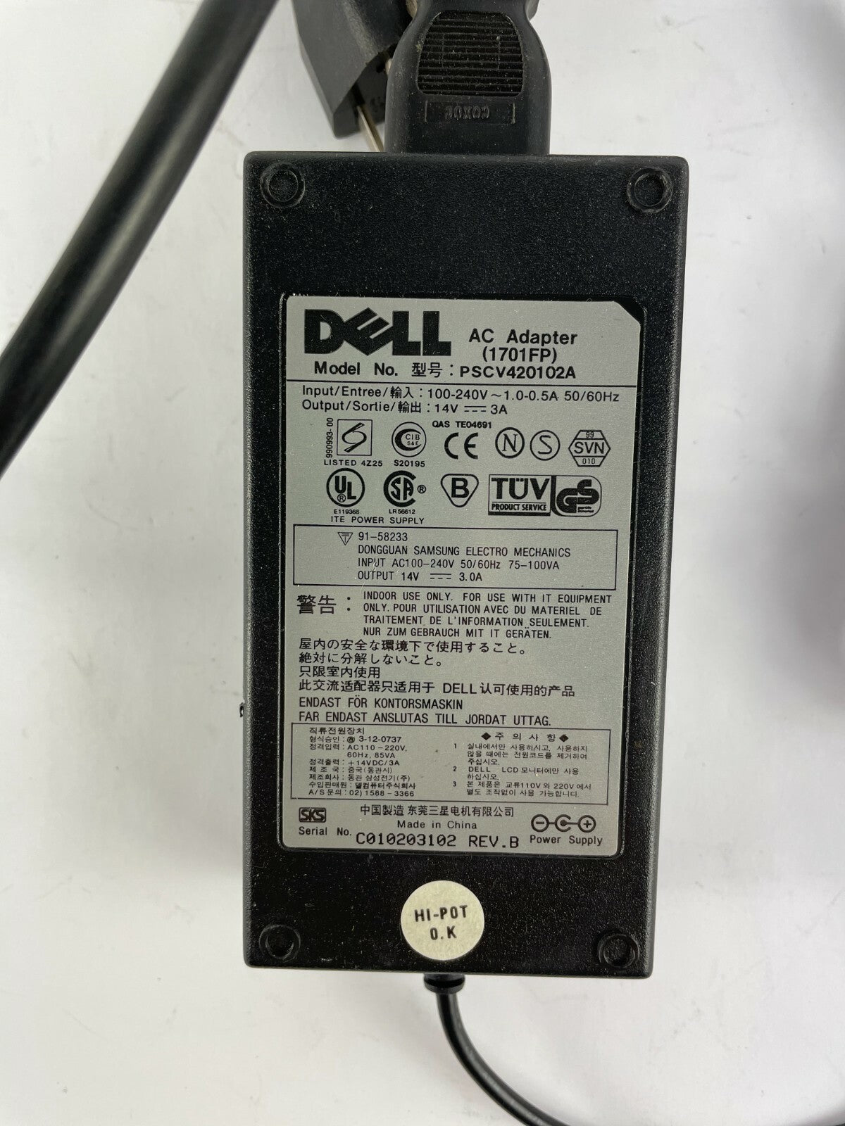 Genuine Dell PSCV420102A Output 14 V 3.0 A Power Supply Adapter A58