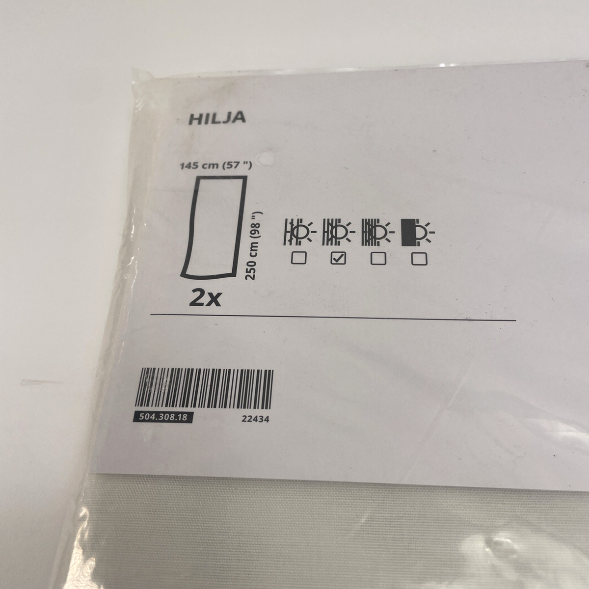 Ikea. HILJA White Curtains 1 Pair ( Two Panels ) 57" x  118"  - 504.308.18. NEW.