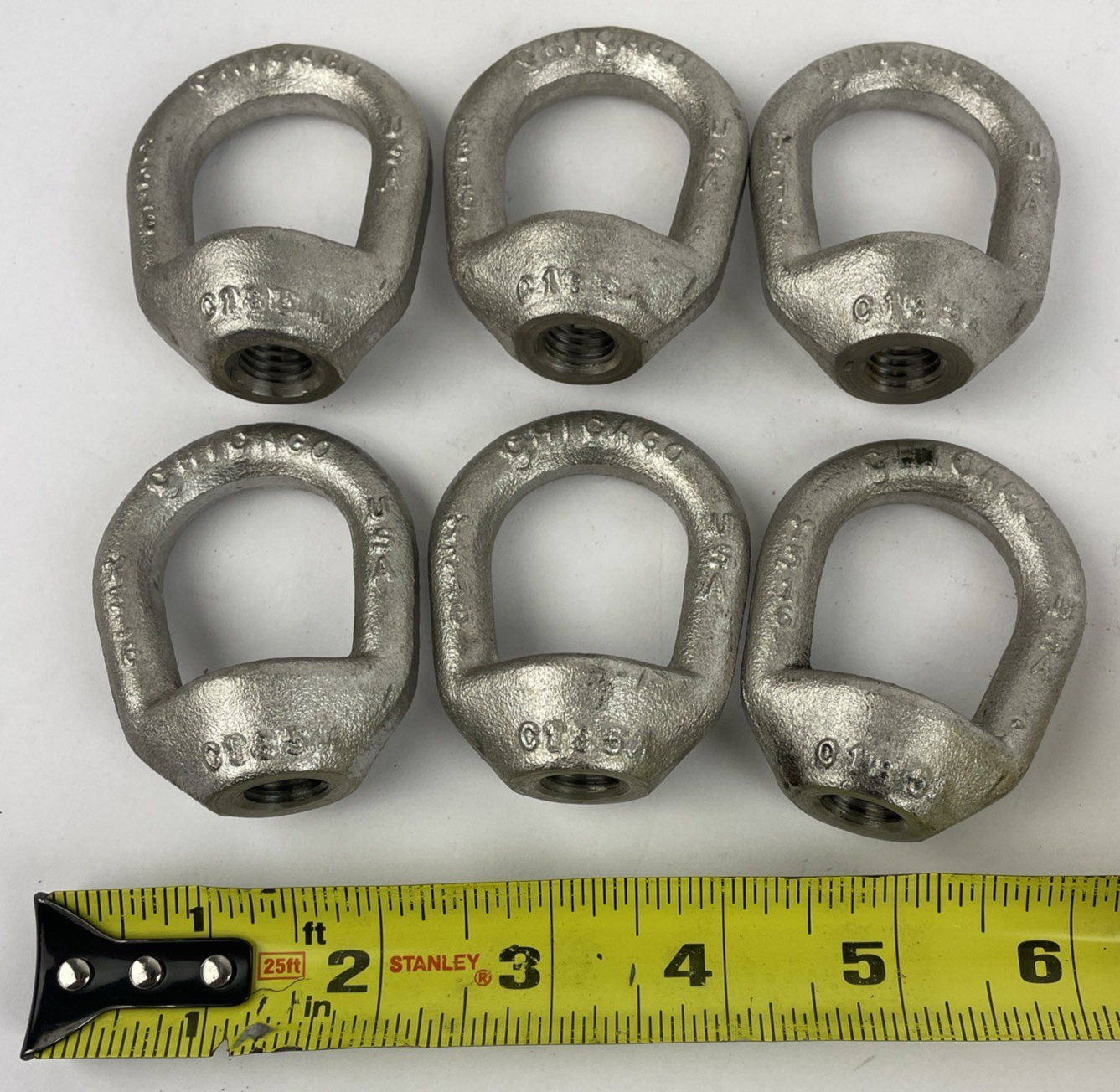 Lot of 6 x CHICAGO Y316 Stainless Steel 1/2" Thread Oval Eye Nut 3,600 Lbs C185A