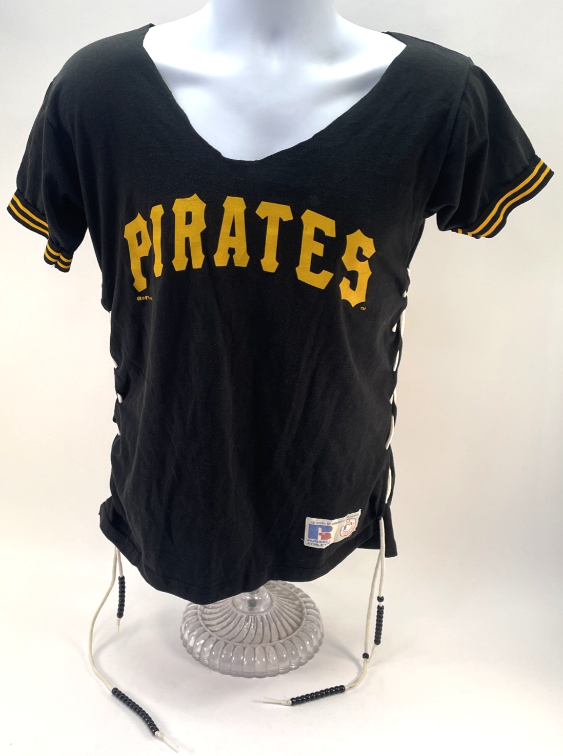 MLB Genuine Merchandise Pittsburgh Pirate Women's V-Neck Vintage Look T-Shirt