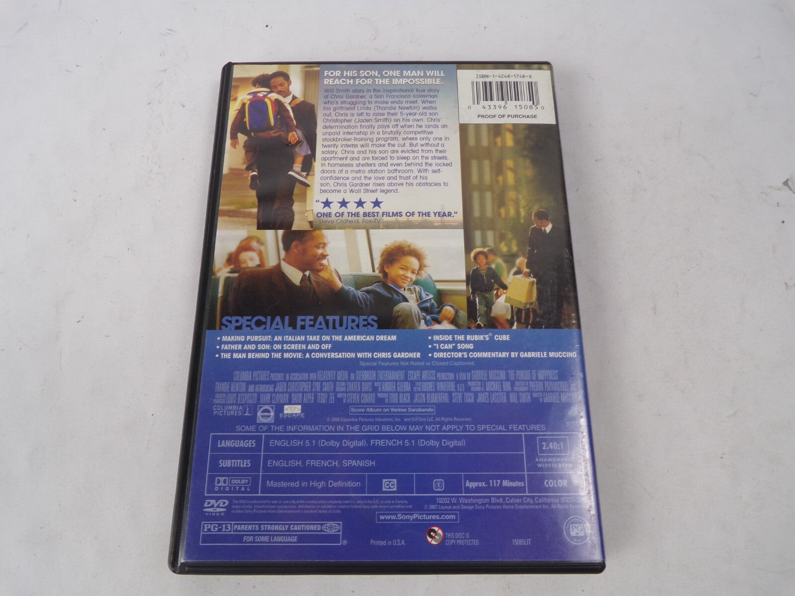 The Pursuit Of Happyness Will Smith Widescreen Edition Inspired By A DVD Movies