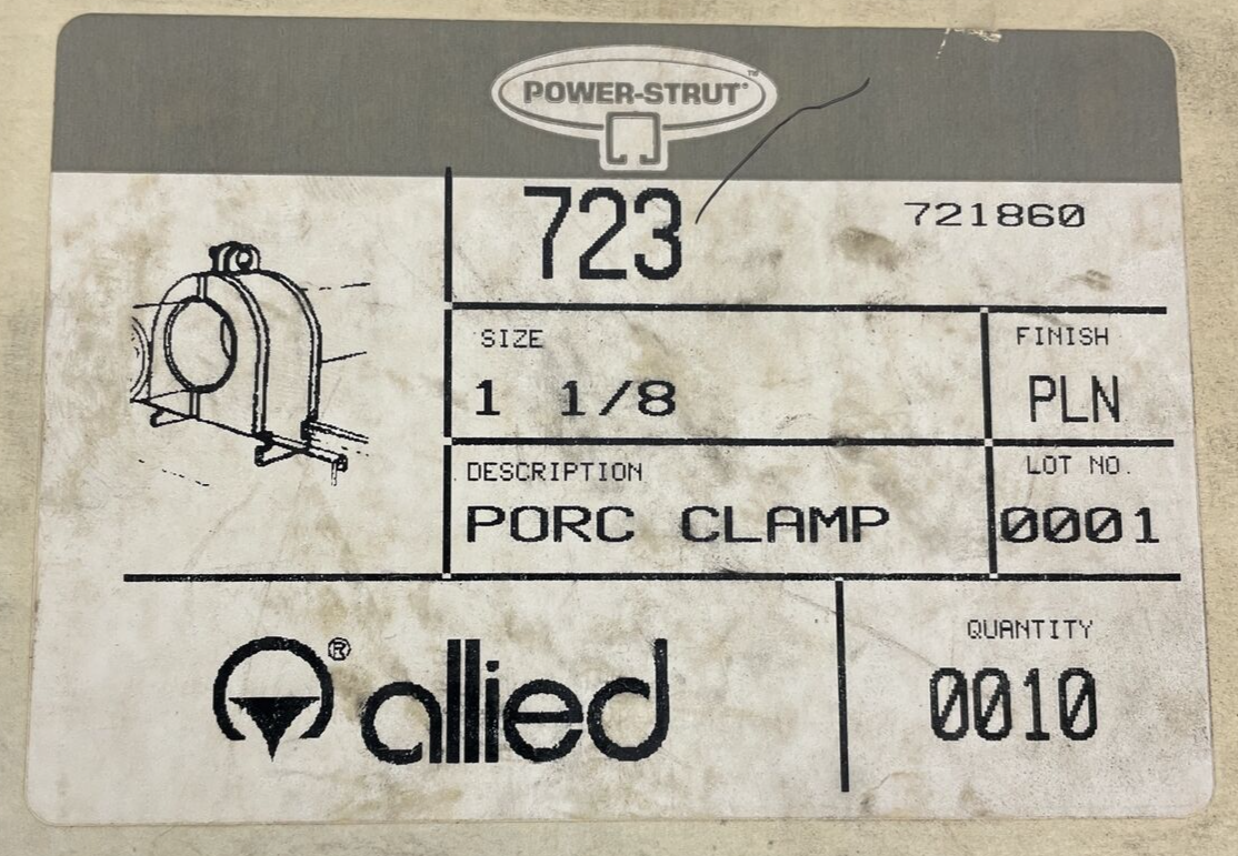 10 x Allied Tube & Conduit PORC Porcelain Clamp 1 1/8" PLAIN Finish PS-1707 723
