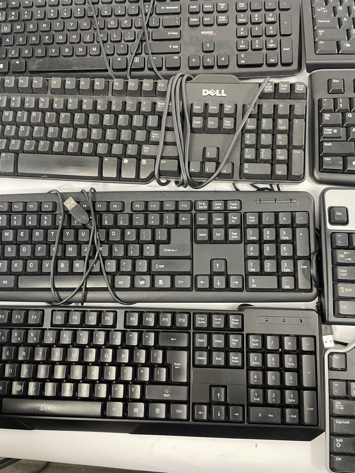 Lot OF 10 - USB Wired Standard Layout Keyboard 104-Key Mixed Random Brand Models