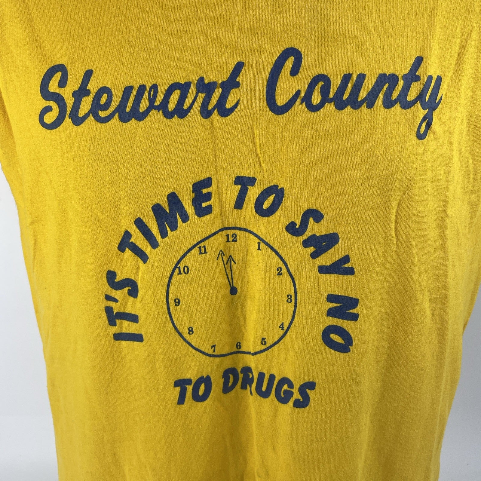 Vintage Stewart County " It's sTime To Say No To Drugs T-Shirt Sz Medium Yellow