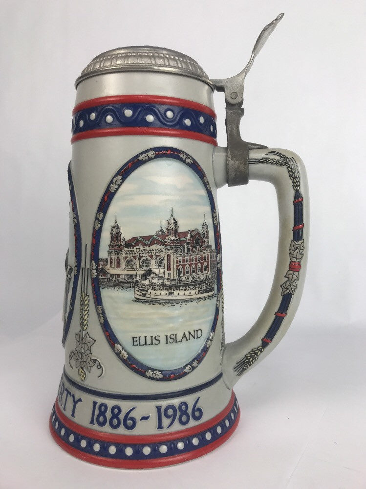 Stroh Brewery Statue Of Liberty Stein Ellis Island   Excellent Cond.  Seramarte