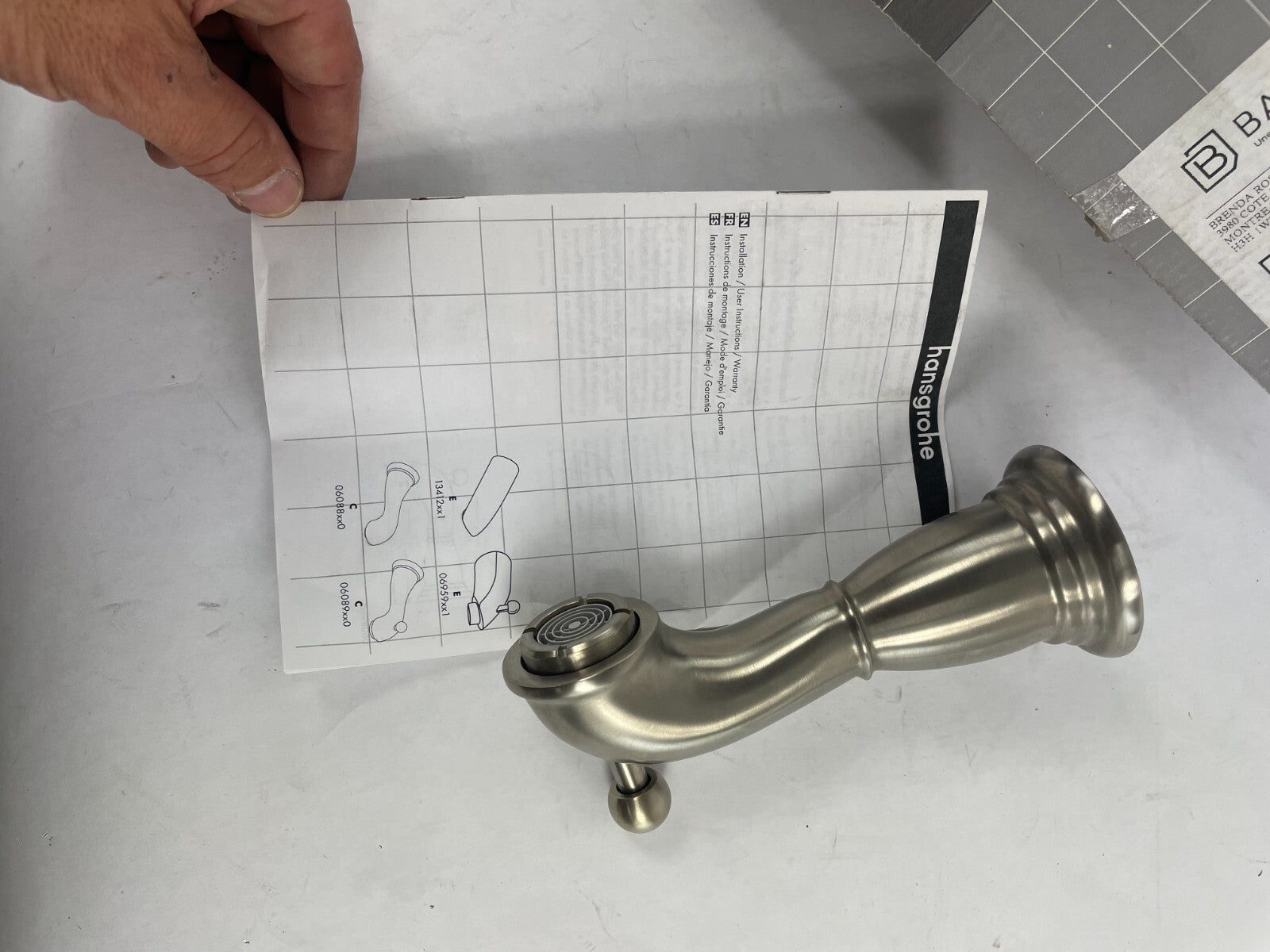 Hansgrohe Bathroom Tub Spout x / Div 1x 06089820 Brushed Nickel Solid Brass