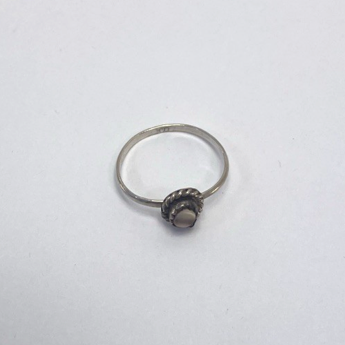 Dainty Native American Minimalist Mother Pearl 925 Sterling Silver Ring Sz 6.5