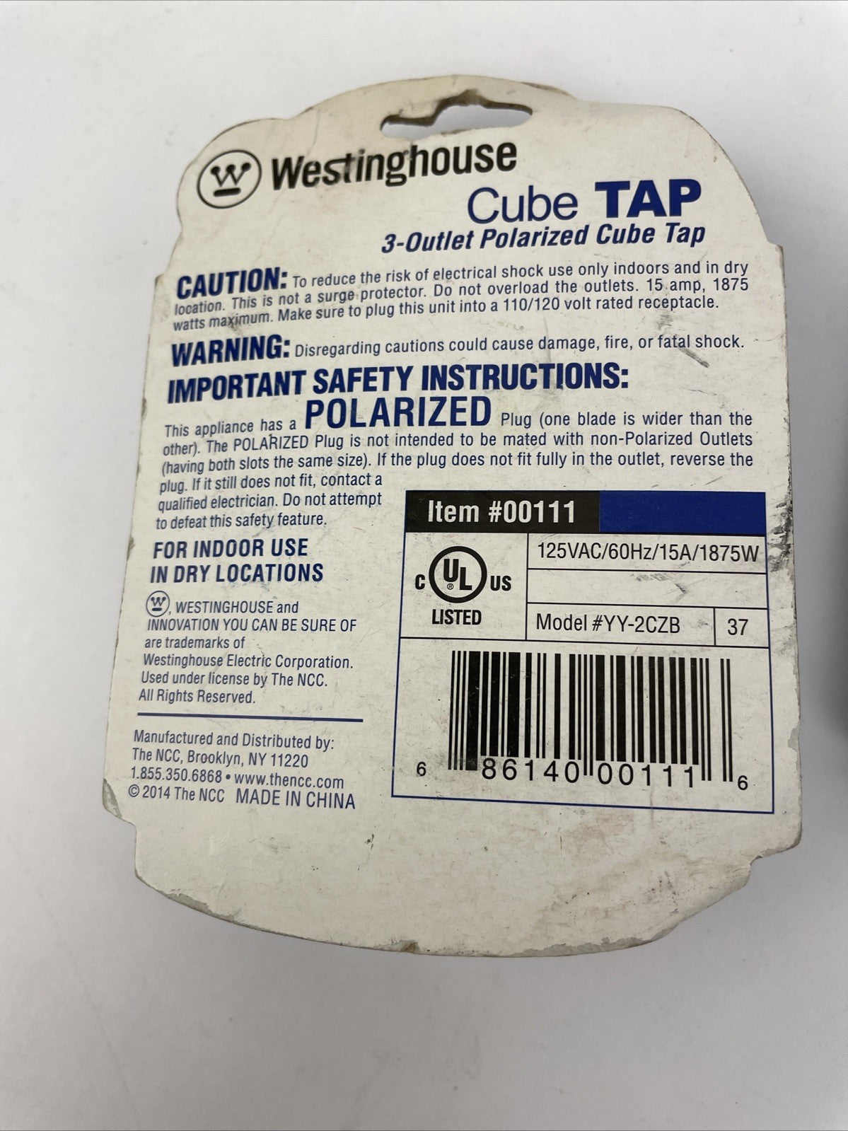 2 X 3-Outlet Polarized Cube Tap UL Listed Fits Large Plugs-Indoor Use USA SELLER