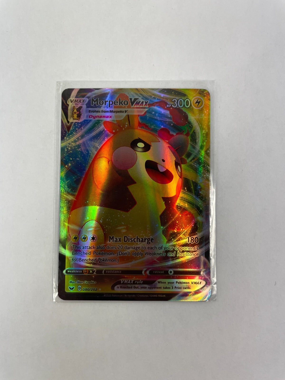 Pokemon Morpeko Vmax HP 300 Max Discharge 180 080/202