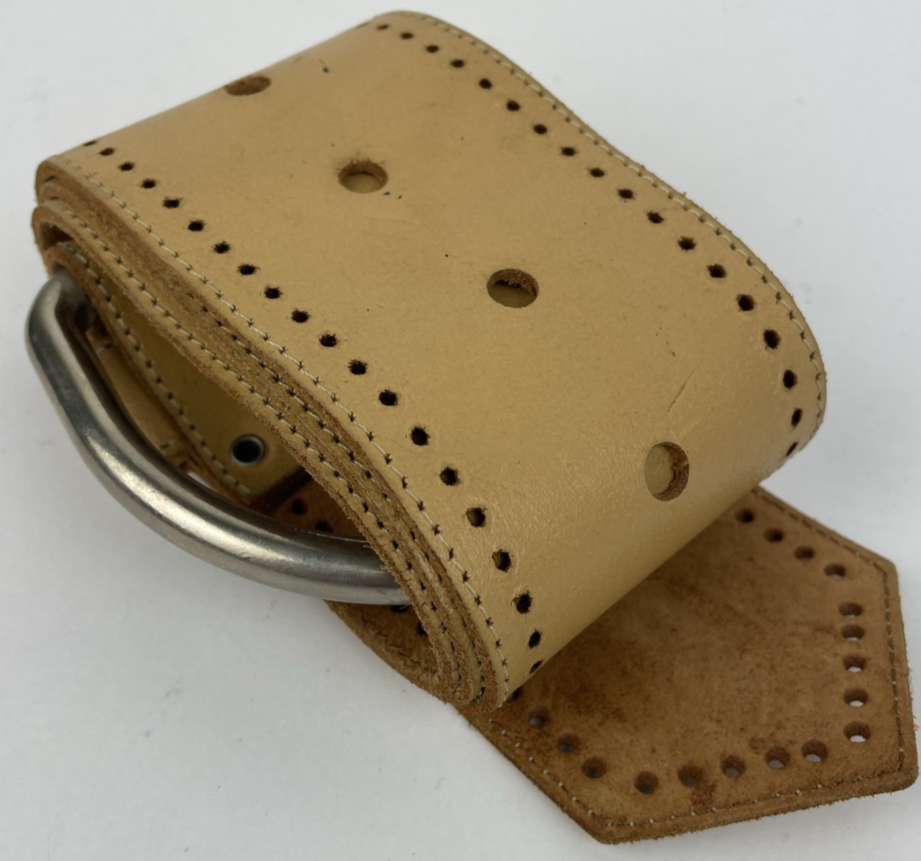 LANDREX Freanc Leather Round Stainless Steel Buckle Wide ( 2.5" ) Belt Size 32